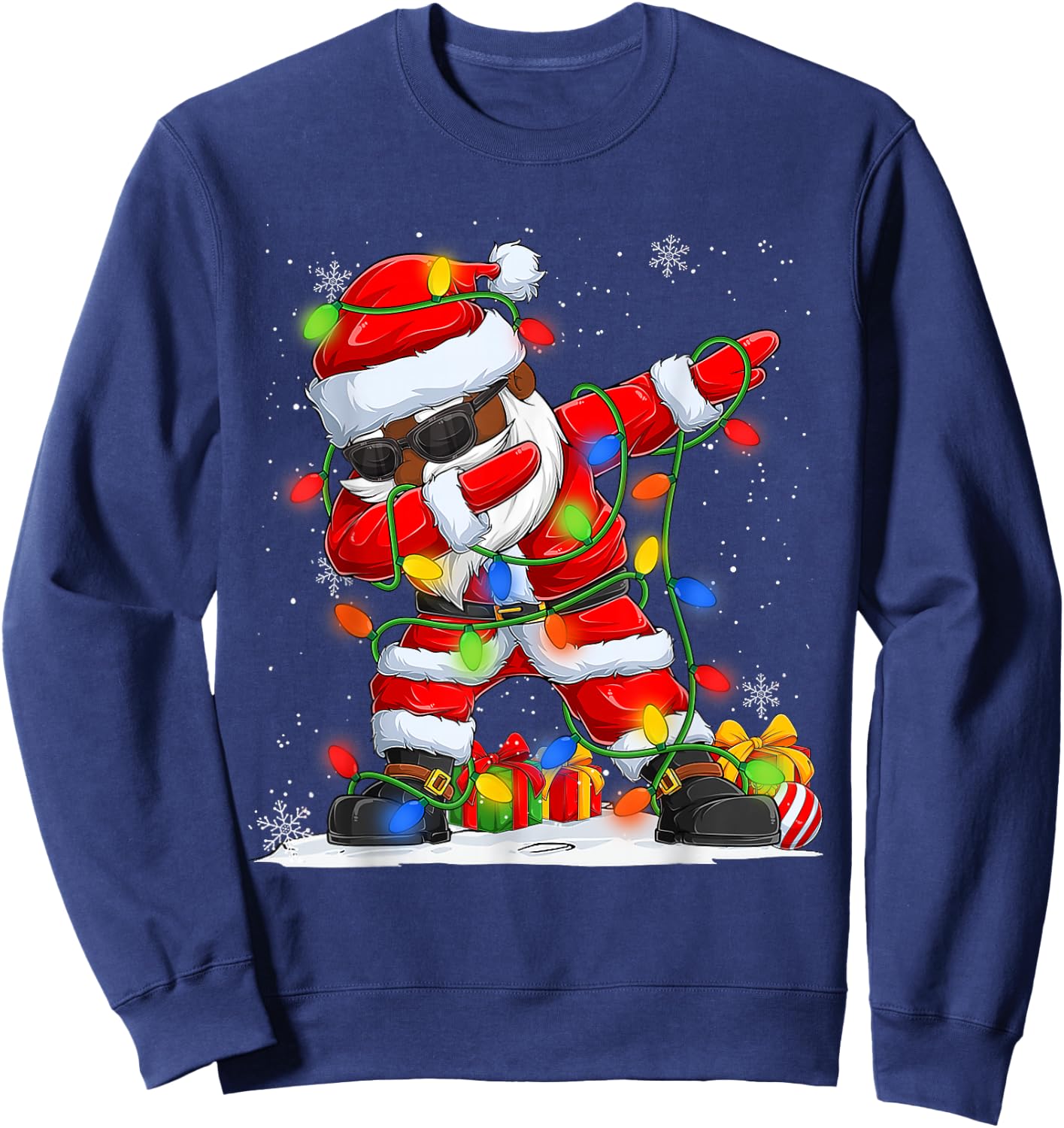 Dabbing Santa Black African American Men Boys Christmas 2025 Sweatshirt - Sweatshirt | Navy