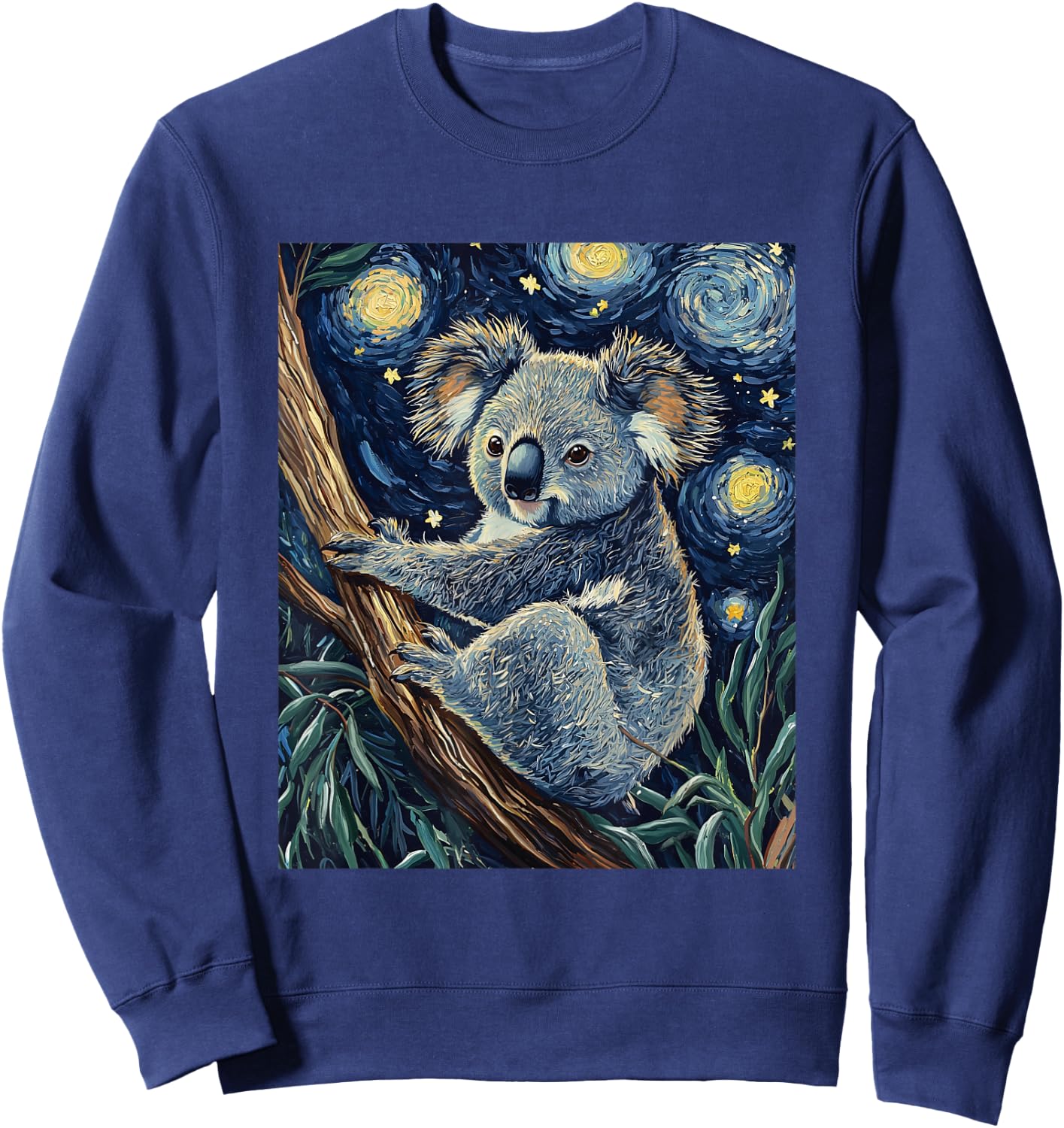 Cute Koala Bear - Van Gogh Style - Starry Night Graphic Sweatshirt - Sweatshirt | Navy