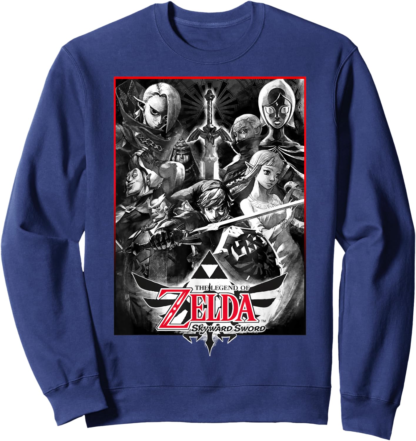 Legend of Zelda Skyward Sword Group Sketch Graphic Sweatshirt - Sweatshirt | Navy