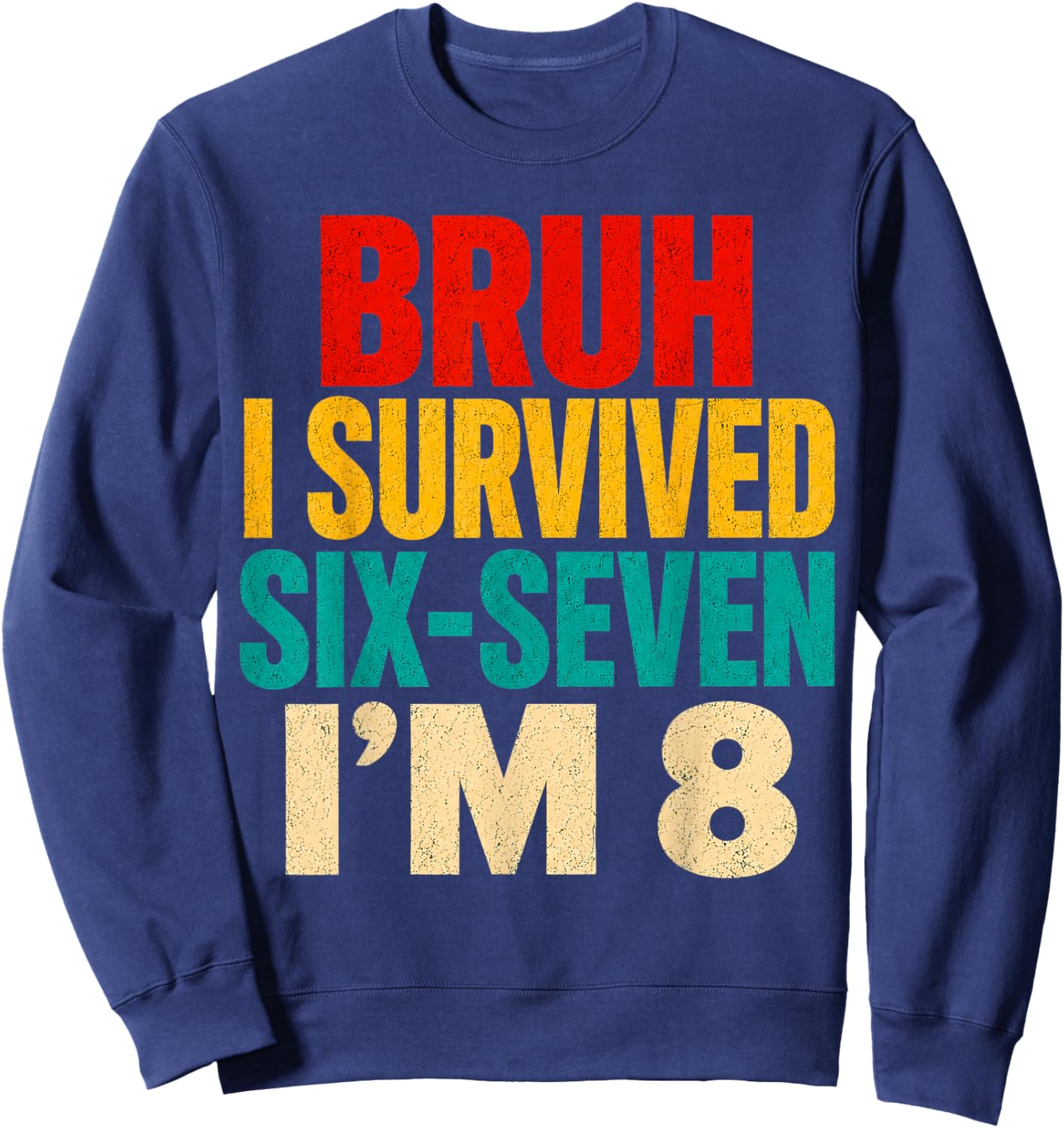 8th Birthday I Survived 6 7 Now I’m 8 Girls Boys Birthday Sweatshirt - Sweatshirt | Navy