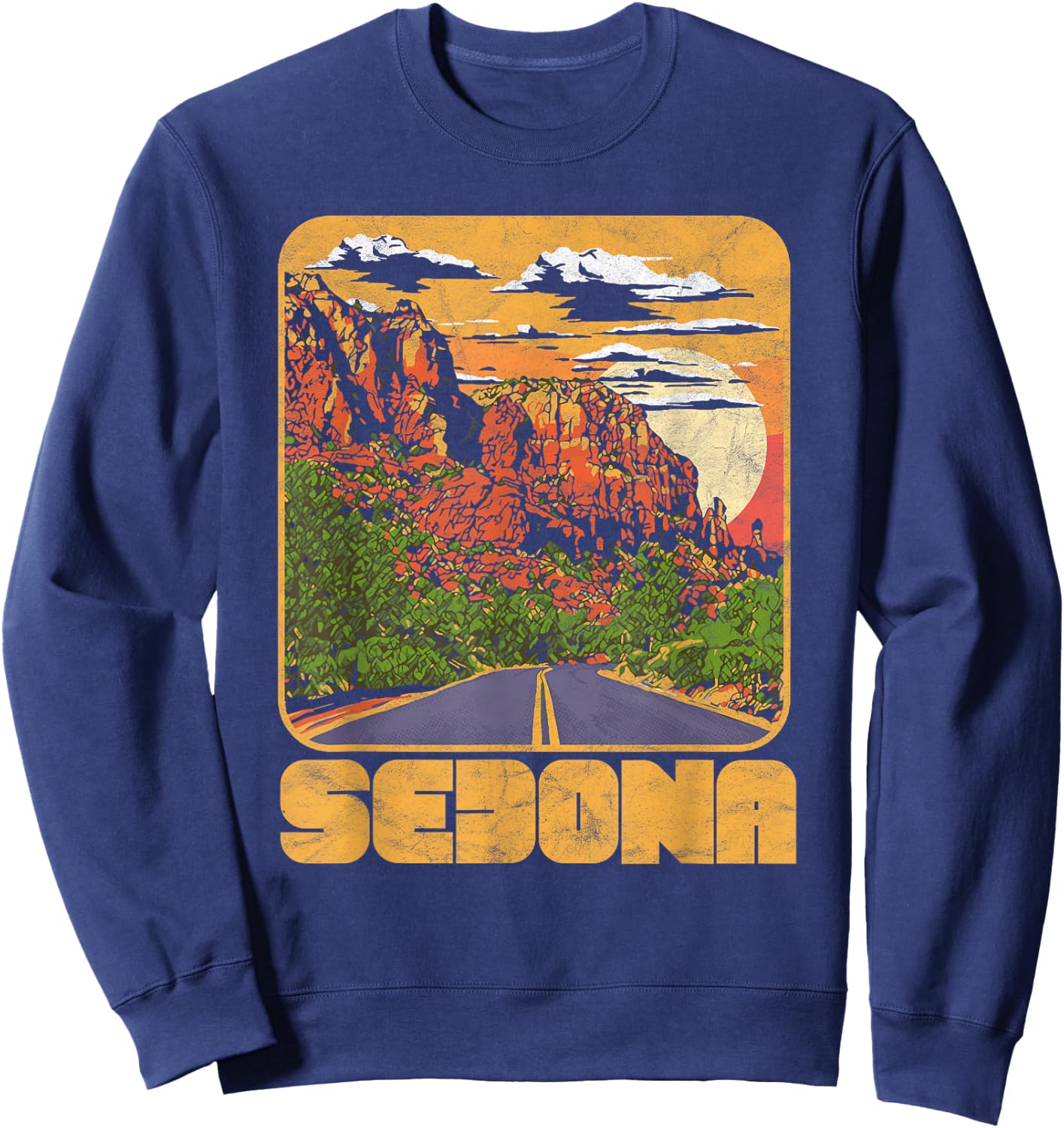 Retro Sedona Arizona Vintage Road Trip Outdoors Graphic Sweatshirt - Sweatshirt | Navy