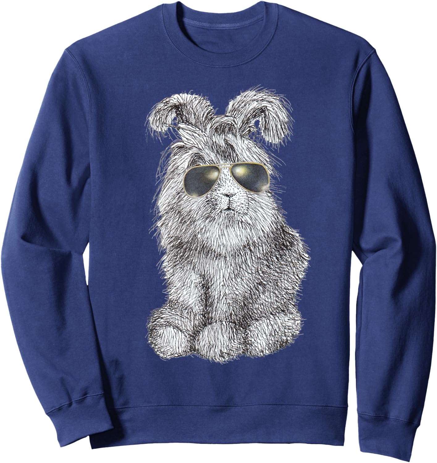 Angora Bunny Rabbit Police Sunglasses Sweatshirt - Sweatshirt | Navy