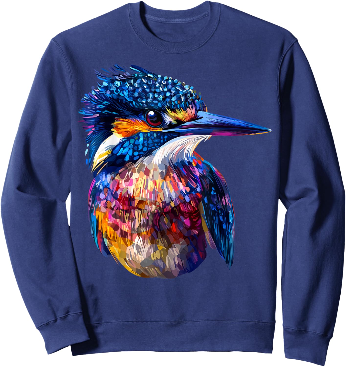 Colorful Belted Kingfisher Bird Animal Lover Men Women Black Sweatshirt - Sweatshirt | Navy
