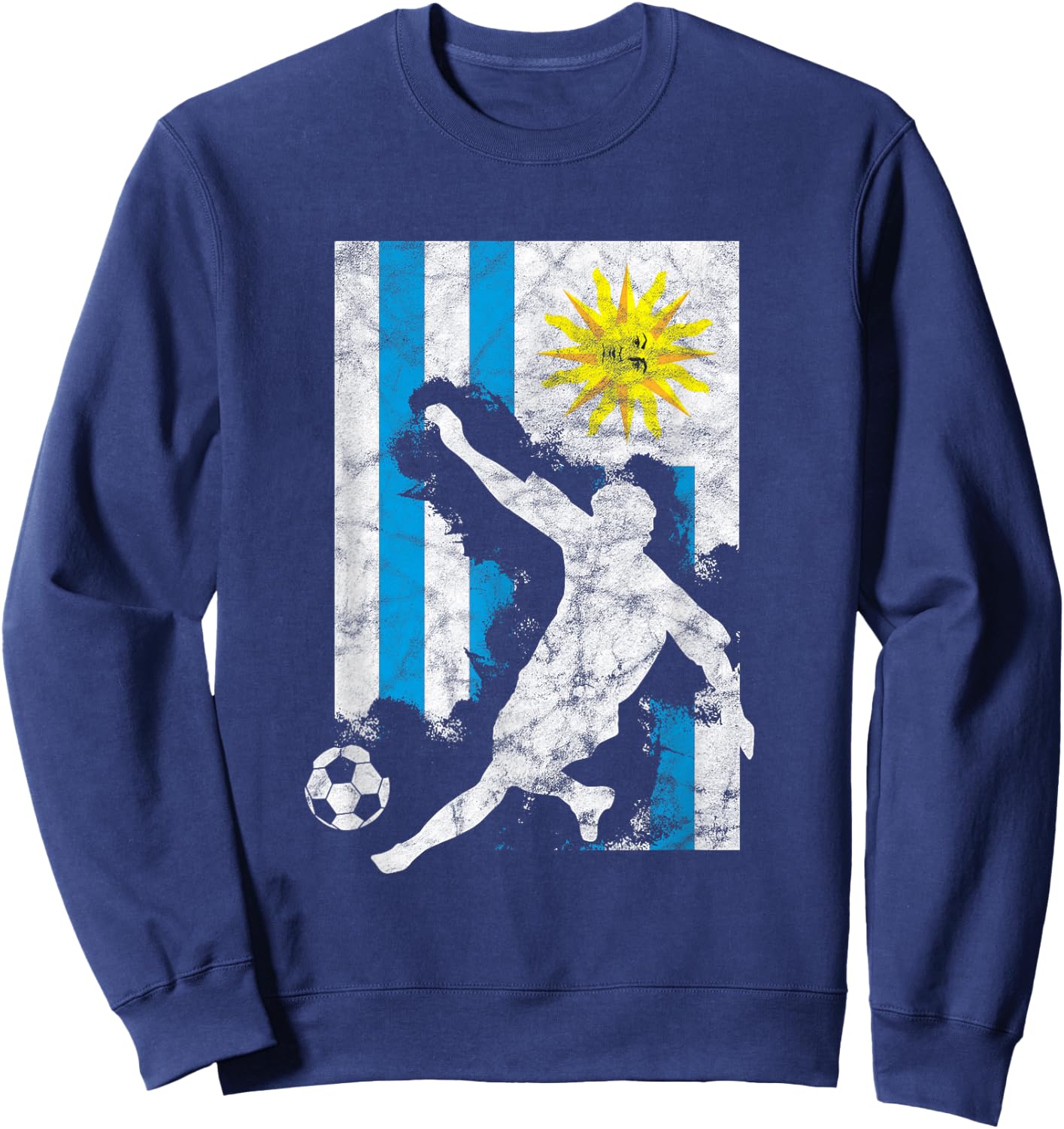 Uruguay Flag Soccer Player Team Sweatshirt - Sweatshirt | Navy