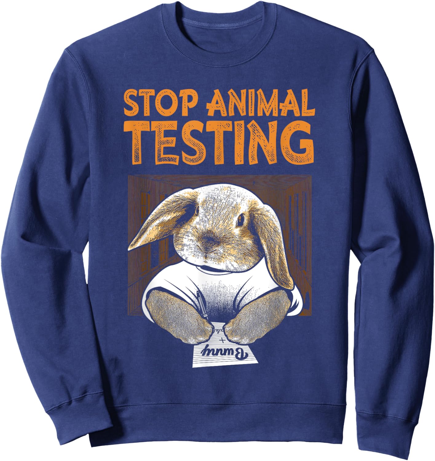 Bunny Shirt Stop Animal Testing Sweatshirt - Sweatshirt | Navy