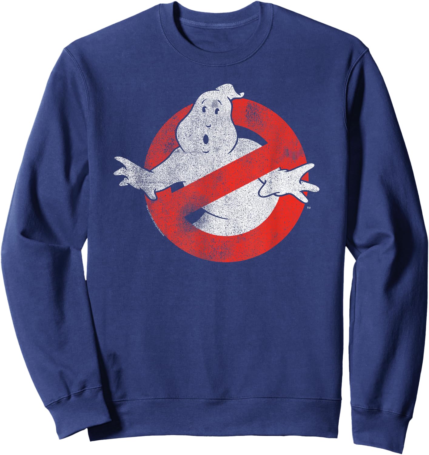 Ghostbusters Distressed No Ghost Logo Retro Movie Sweatshirt - Sweatshirt | Navy