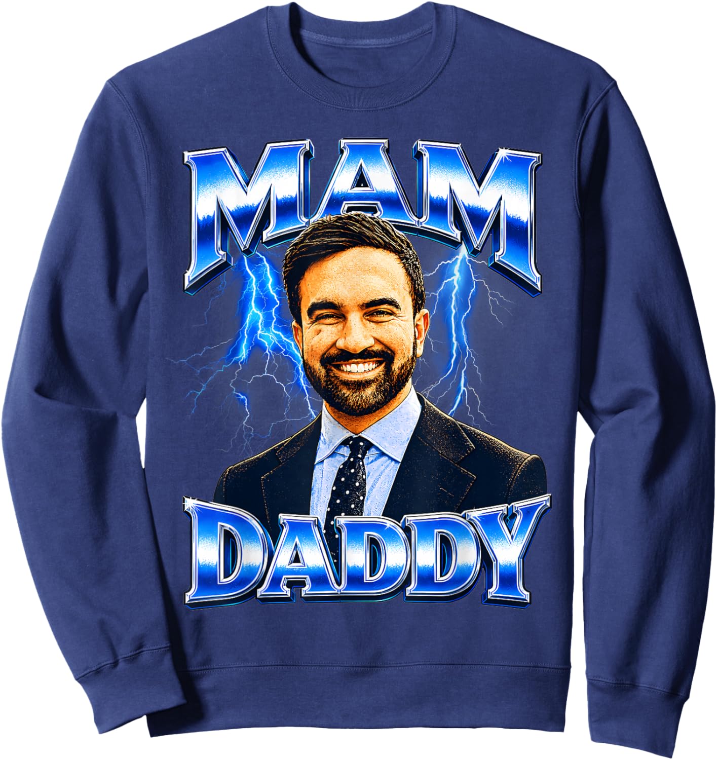 Funny Zohran Mamdani Sweatshirt - Sweatshirt | Navy