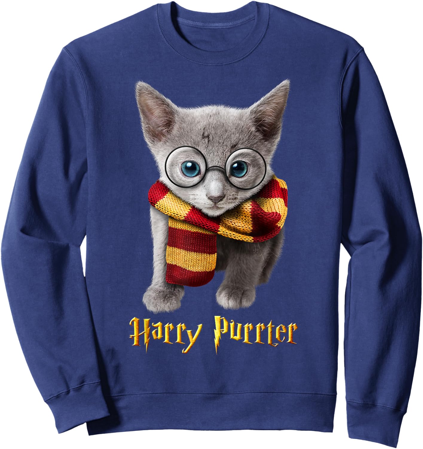 Harry Purrter - Cute & funny Cat for halloween kitten Men Women Kids Sweatshirt - Sweatshirt | Navy