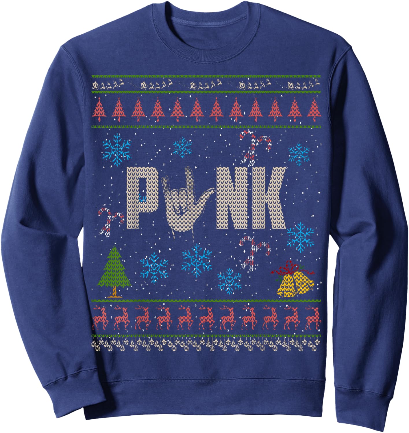 Punk Rock Christmas Ugly Shirt Punk Shirt Sweatshirt - Sweatshirt | Navy