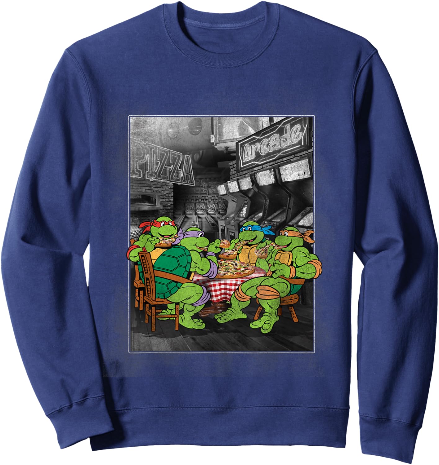 TMNT Photoreal Group Eating Pizza Sweatshirt - Sweatshirt | Navy