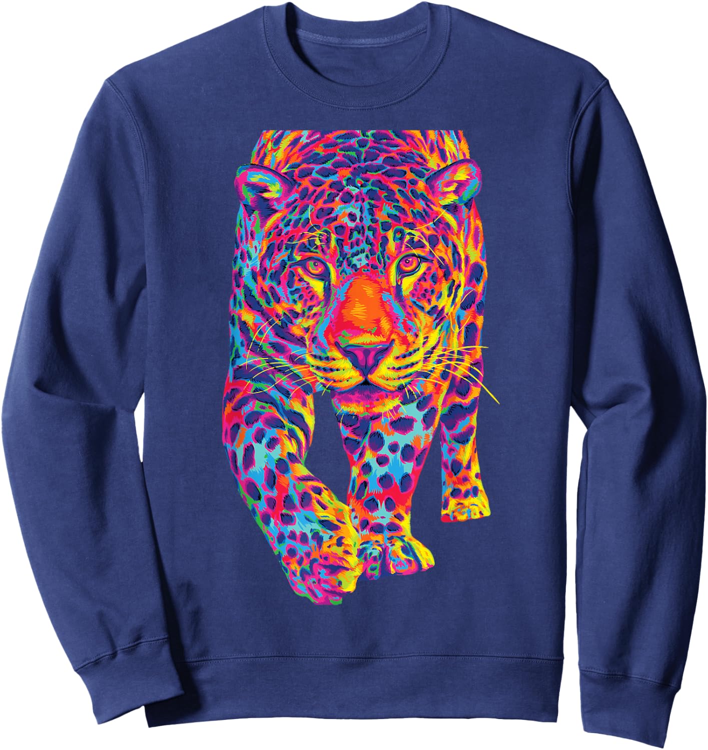 Rainbow Jaguar Abstract Colorful Cat Lover Sweatshirt - Sweatshirt | Navy