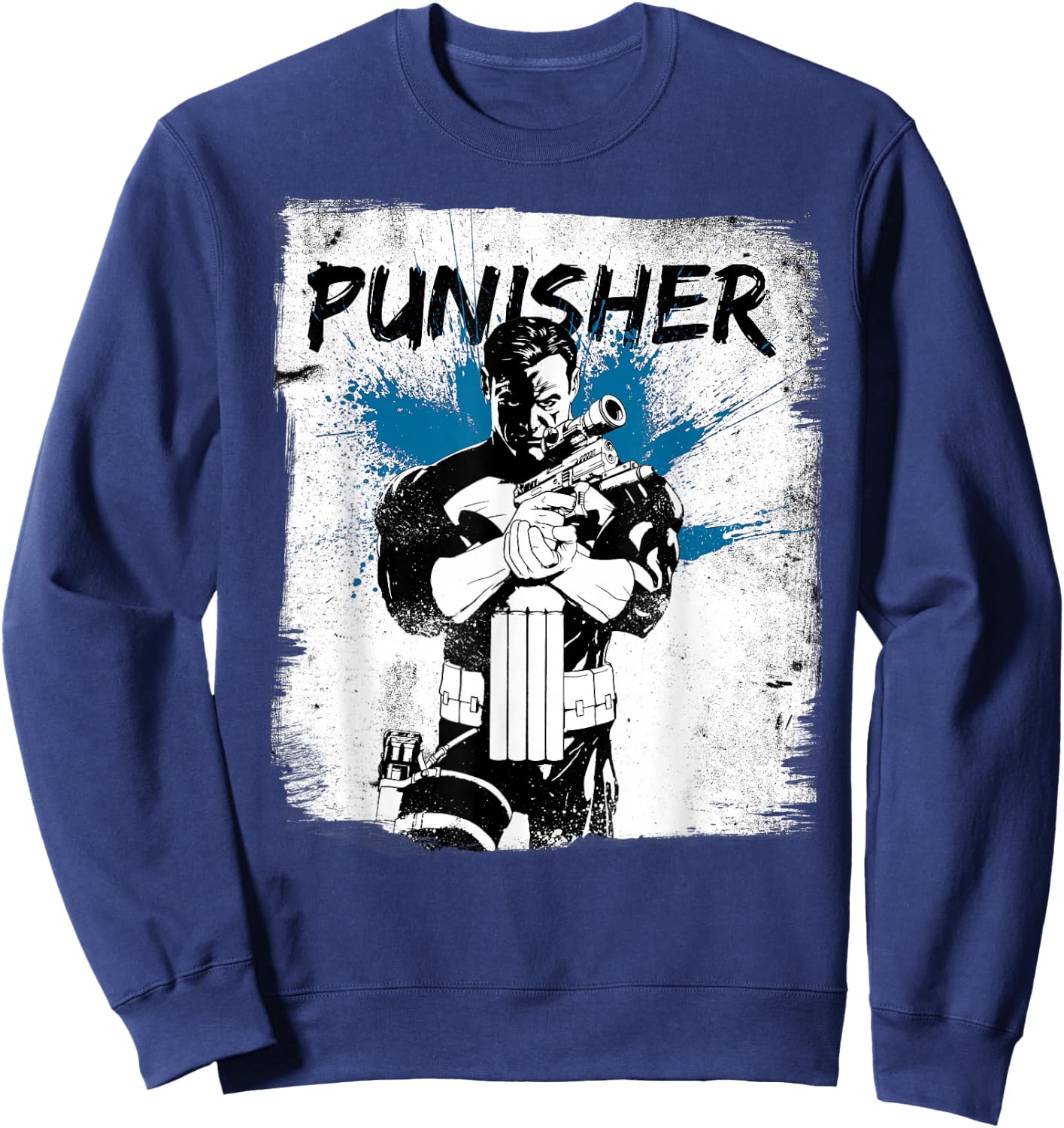 Marvel The Punisher Chalked Out Paint Splat Graphic Sweatshirt - Sweatshirt | Navy