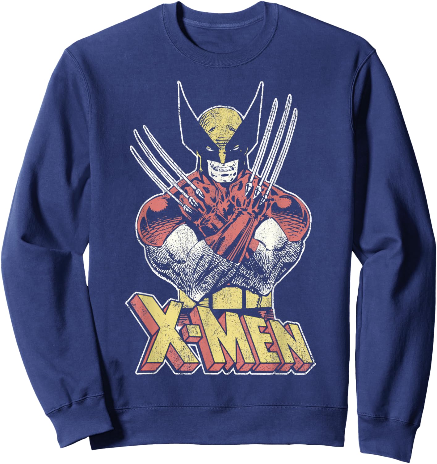 Marvel X-Men Wolverine Classic Comic Vintage Graphic Sweatshirt - Sweatshirt | Navy