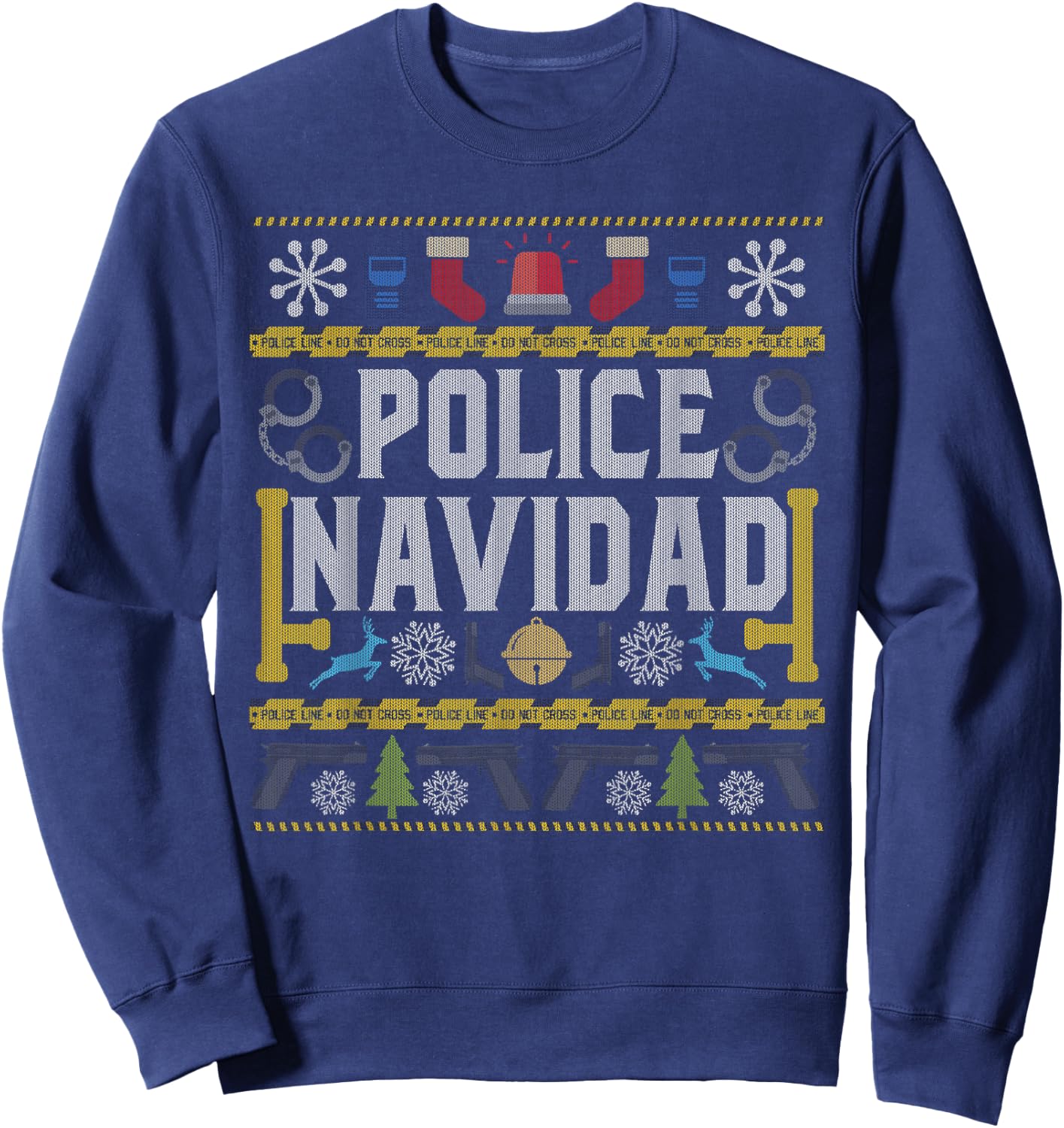 Ugly Sweater Police Navidad Christmas Novelty Sweatshirt - Sweatshirt | Navy