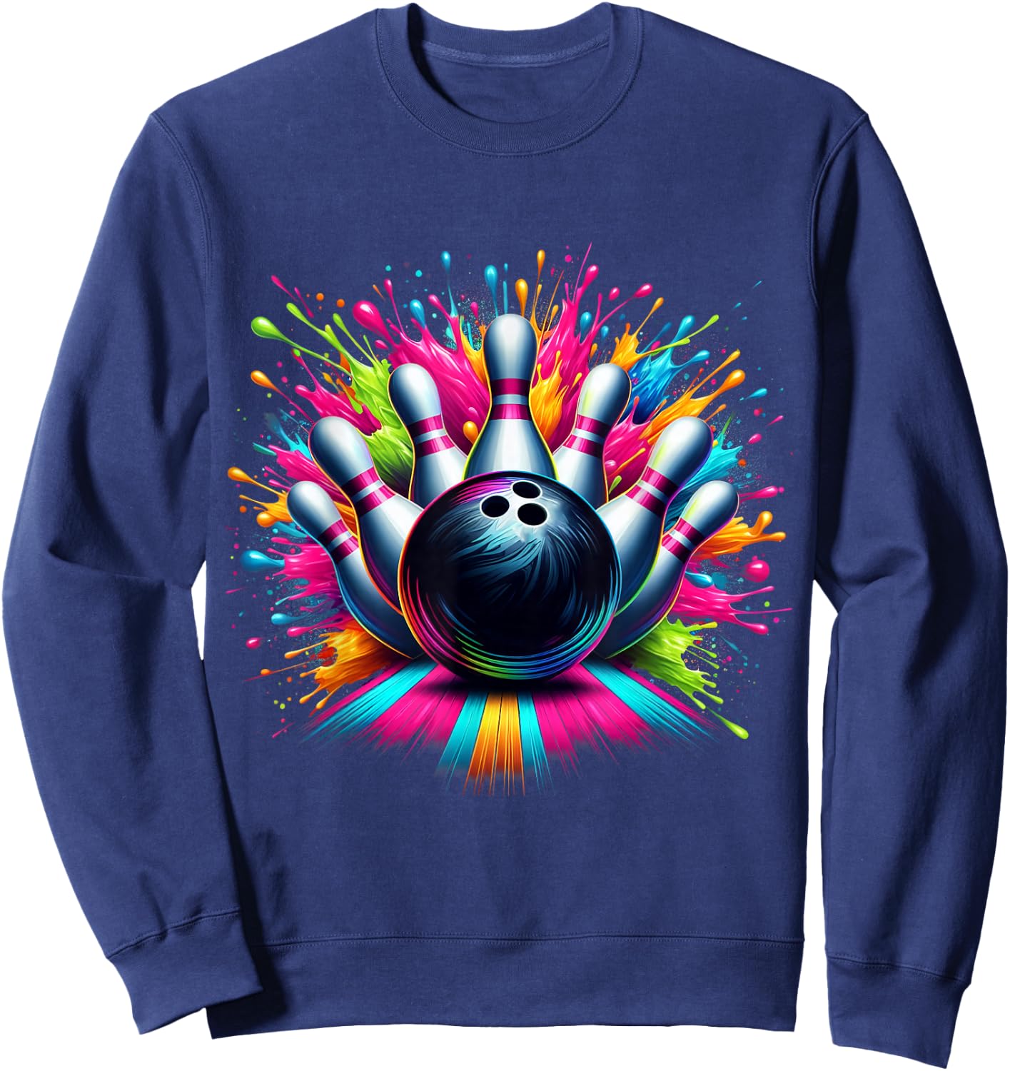 Colorful Bowling Game Day Bowling Cute Vibrant Color Sweatshirt - Sweatshirt | Navy