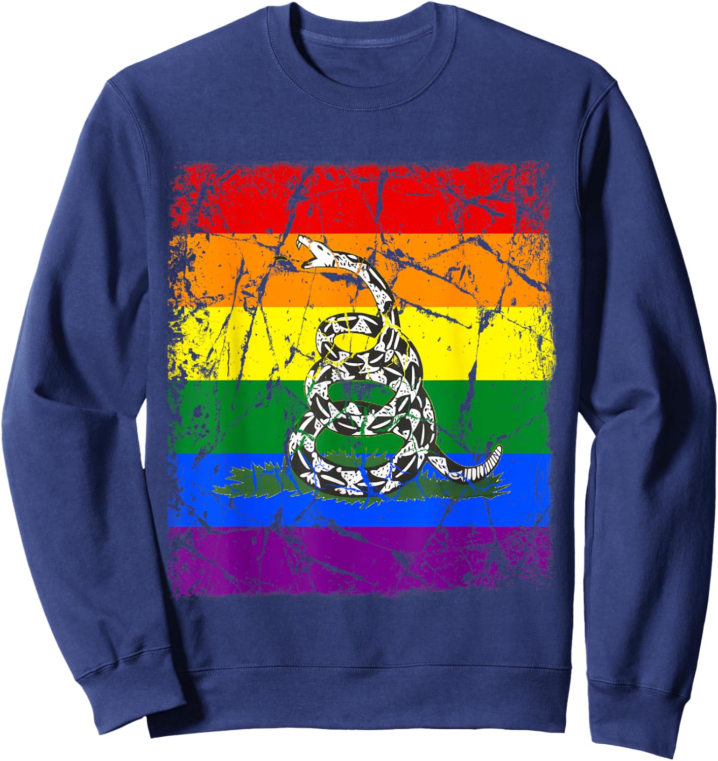 Gay Pride Gun Owner Don't Tread On Me Sweatshirt - Sweatshirt | Navy