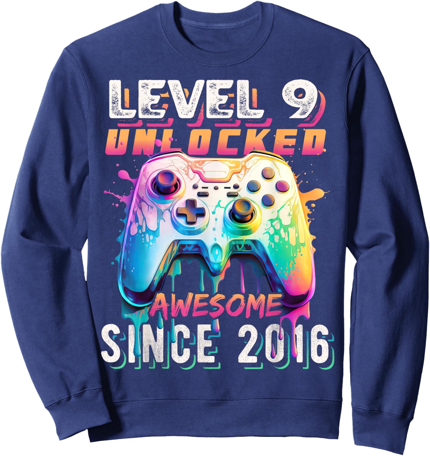 9th Birthday Boy Level 9 Gamer 9 Year Video Game Party Sweatshirt - Sweatshirt | Navy