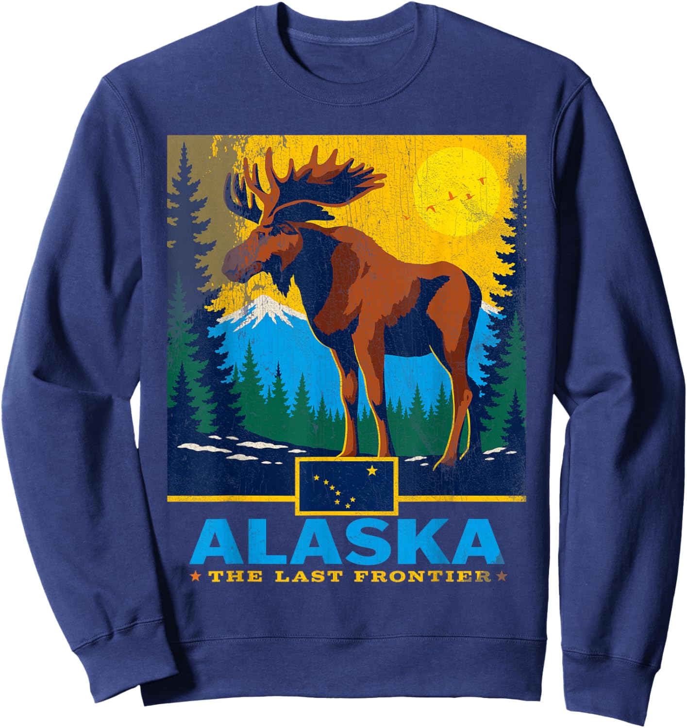 Alaska The Last Frontier Moose Wildlife Travel Souvenir Gift Sweatshirt - Sweatshirt | Navy