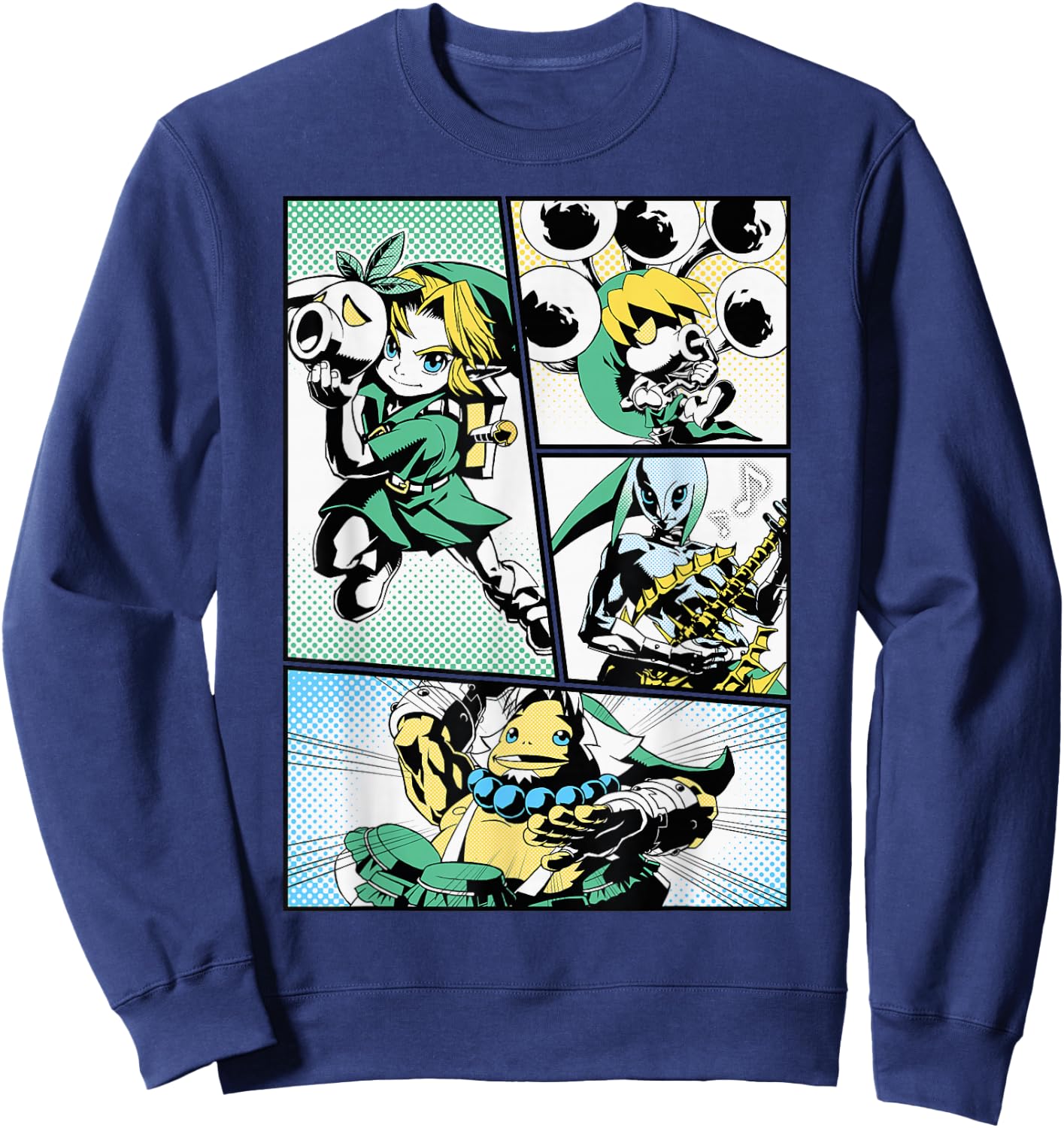 Nintendo Zelda Link Manga Comic Panels Graphic Sweatshirt - Sweatshirt | Navy