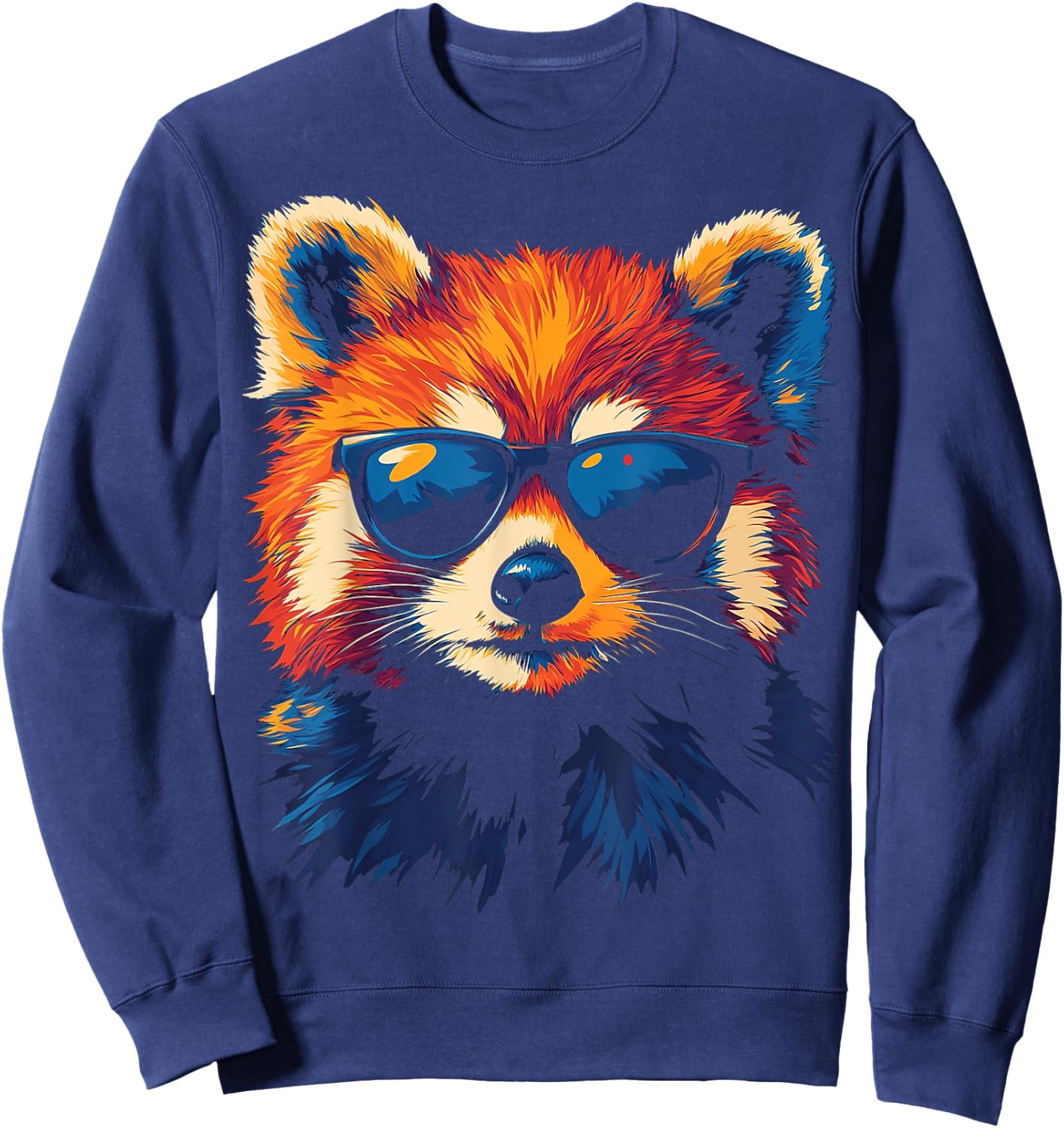 Red Panda Animal Motif Sunglasses Artwork Red Panda Sweatshirt - Sweatshirt | Navy