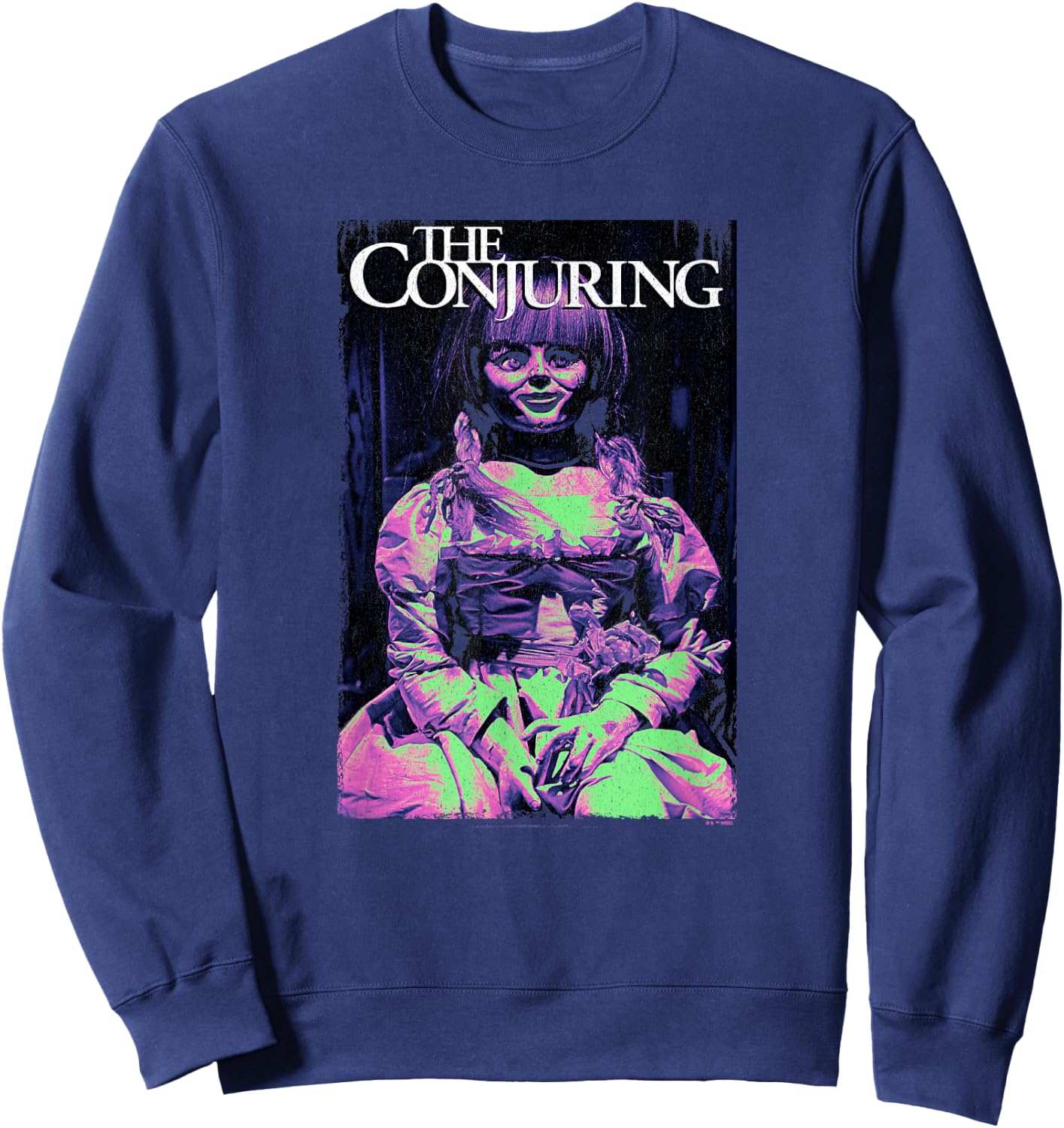 The Conjuring Iconic Annabelle Doll Distressed Big Poster Sweatshirt - Sweatshirt | Navy