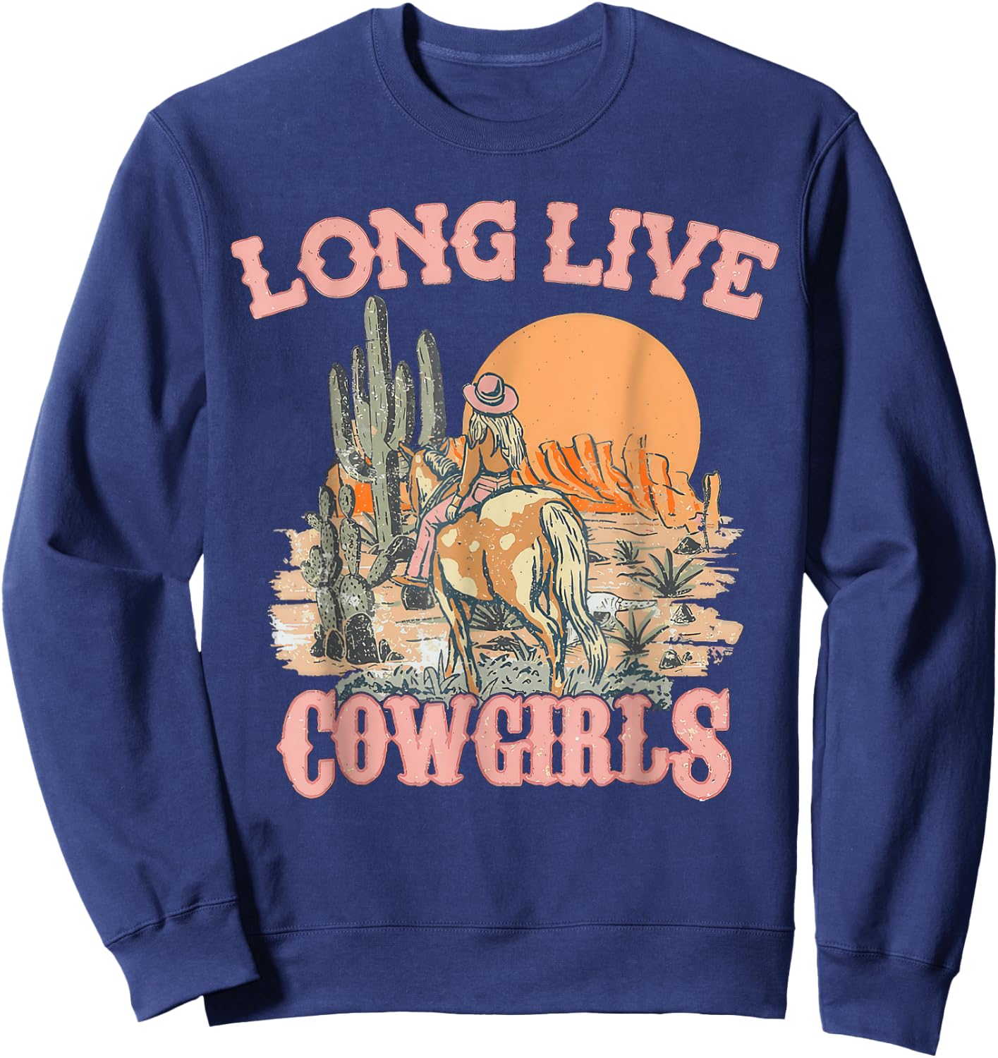 Long Live Howdy Rodeo Western Country Southern Cowgirls - Black - Women, Girls - Short Sleeve - - Size Small Sweatshirt - Sweatshirt | Navy