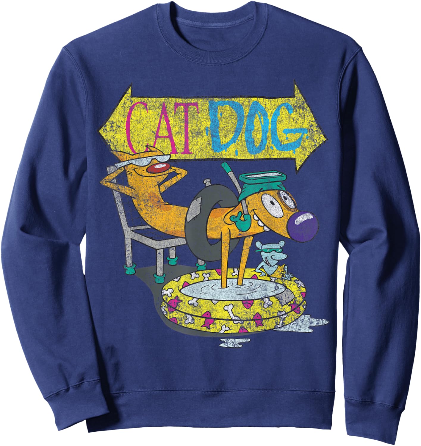 Nickelodeon CatDog Chilling By The Pool Graphic Sweatshirt - Sweatshirt | Navy