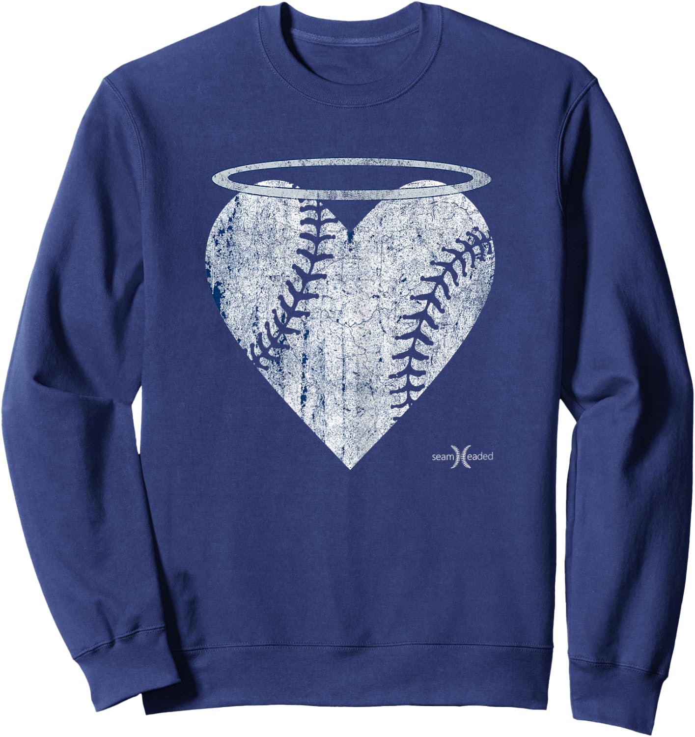Vintage Angel Baseball Heart with Halo Sweatshirt - Sweatshirt | Navy