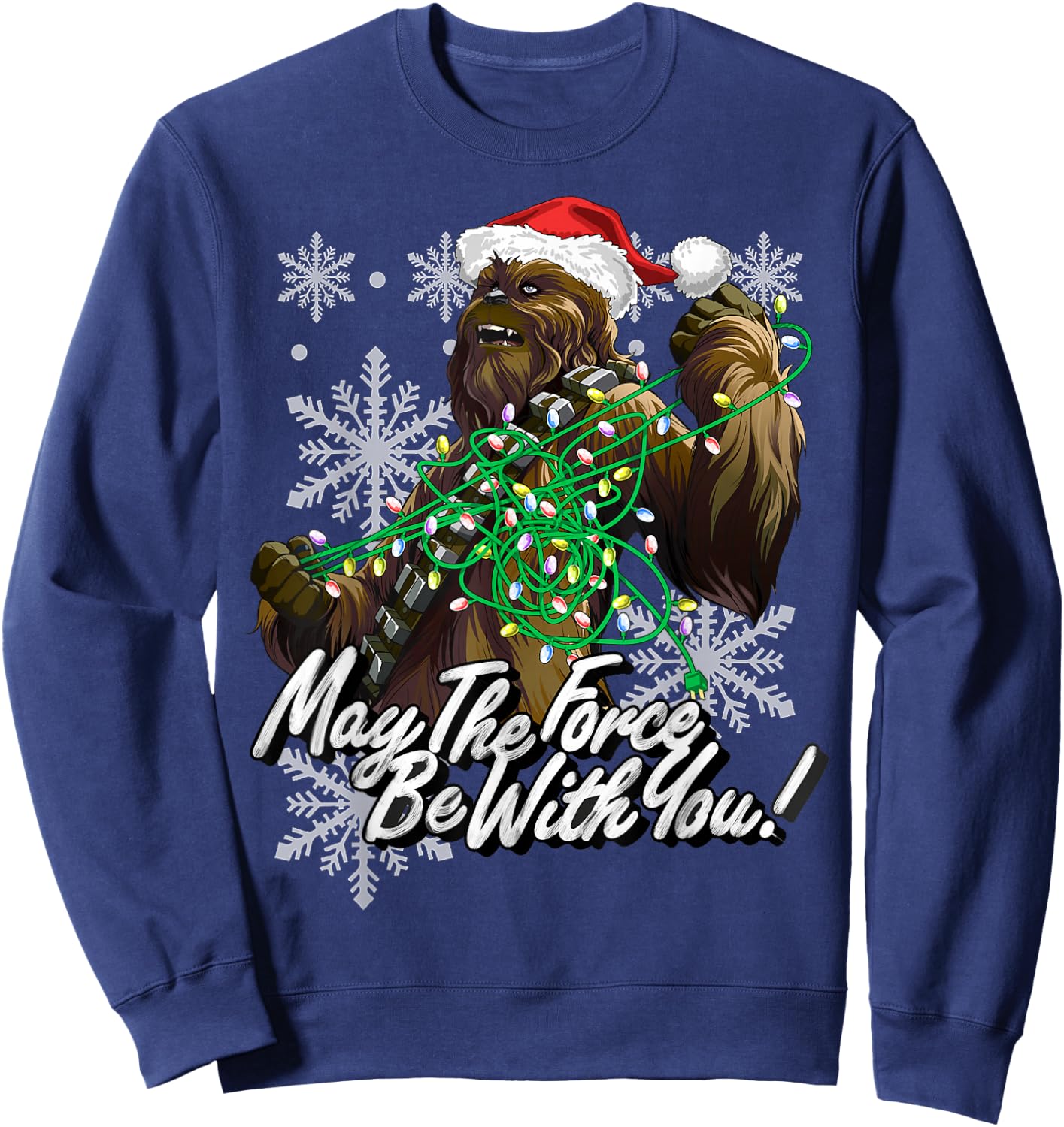 Star Wars Christmas Chewbacca Tangled Lights Sweatshirt - Sweatshirt | Navy