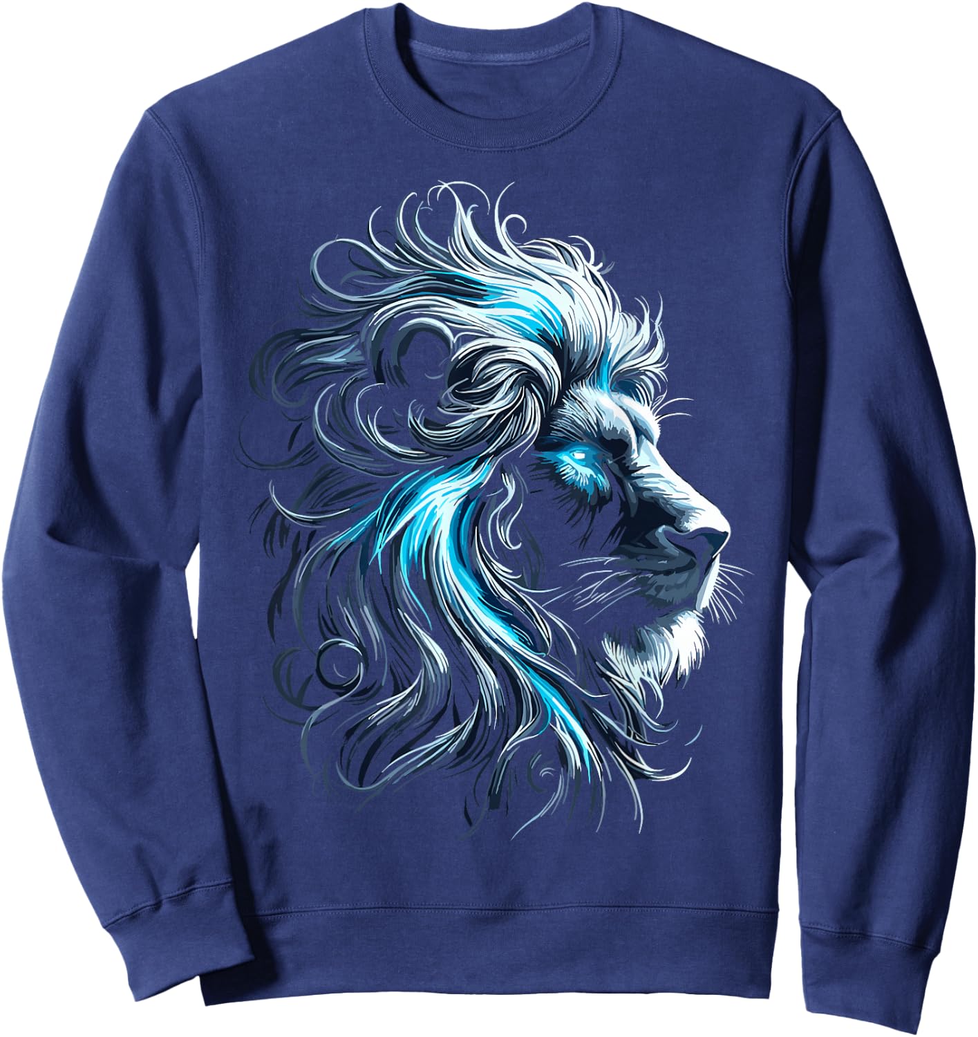 Lion Blue Eyes Animal Lion Sweatshirt - Sweatshirt | Navy