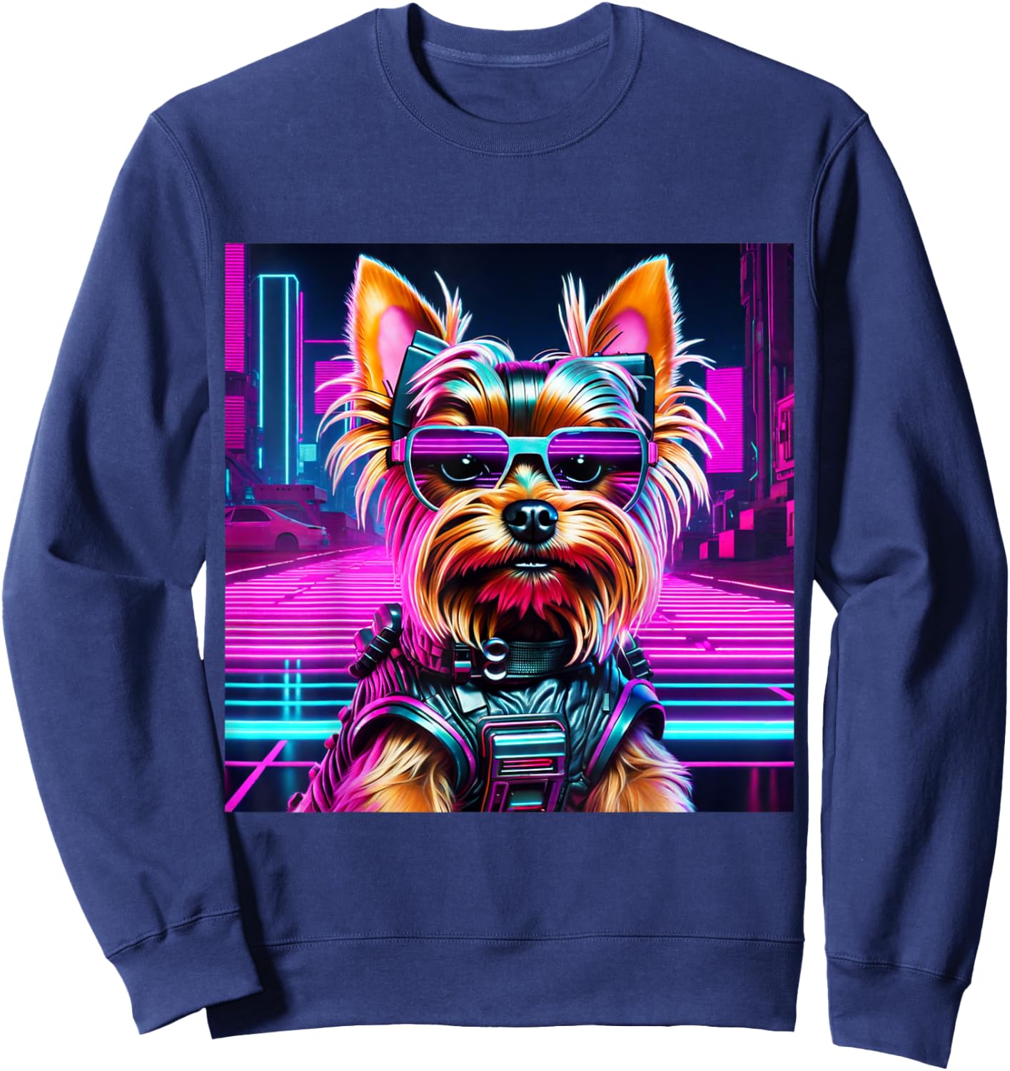 Neo Pup | Futuristic Dog Design for Pet Lovers Men Women Kids Sweatshirt - Sweatshirt | Navy