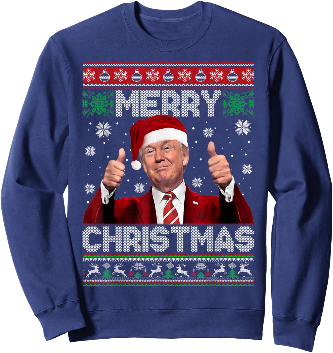 Merry Christmas Donald Trump Santa Family Xmas Ugly Sweater Sweatshirt - Sweatshirt | Navy
