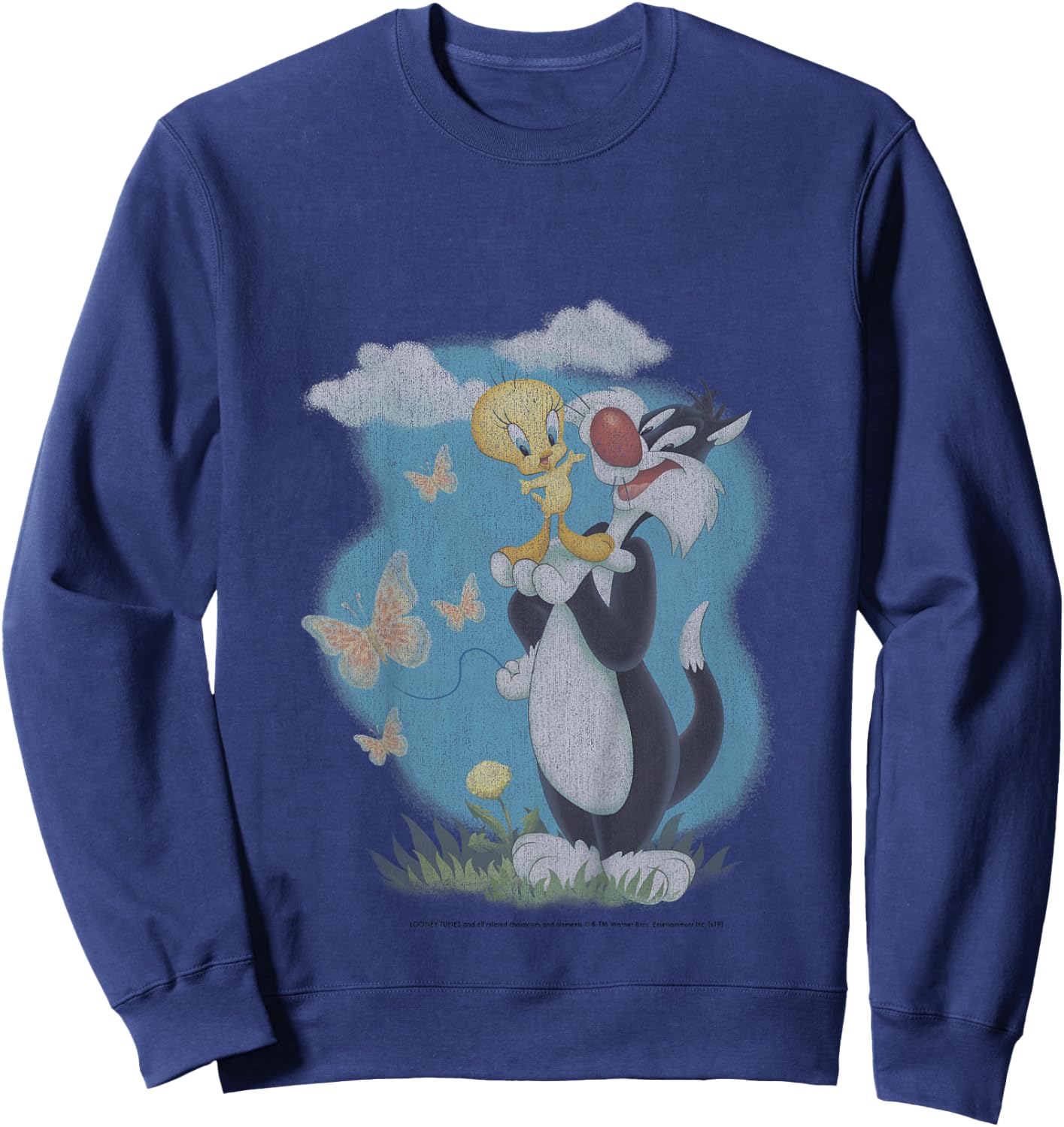 Kids Looney Tunes Sylvester And Tweety Bird Butterfly Portrait Sweatshirt - Sweatshirt | Navy