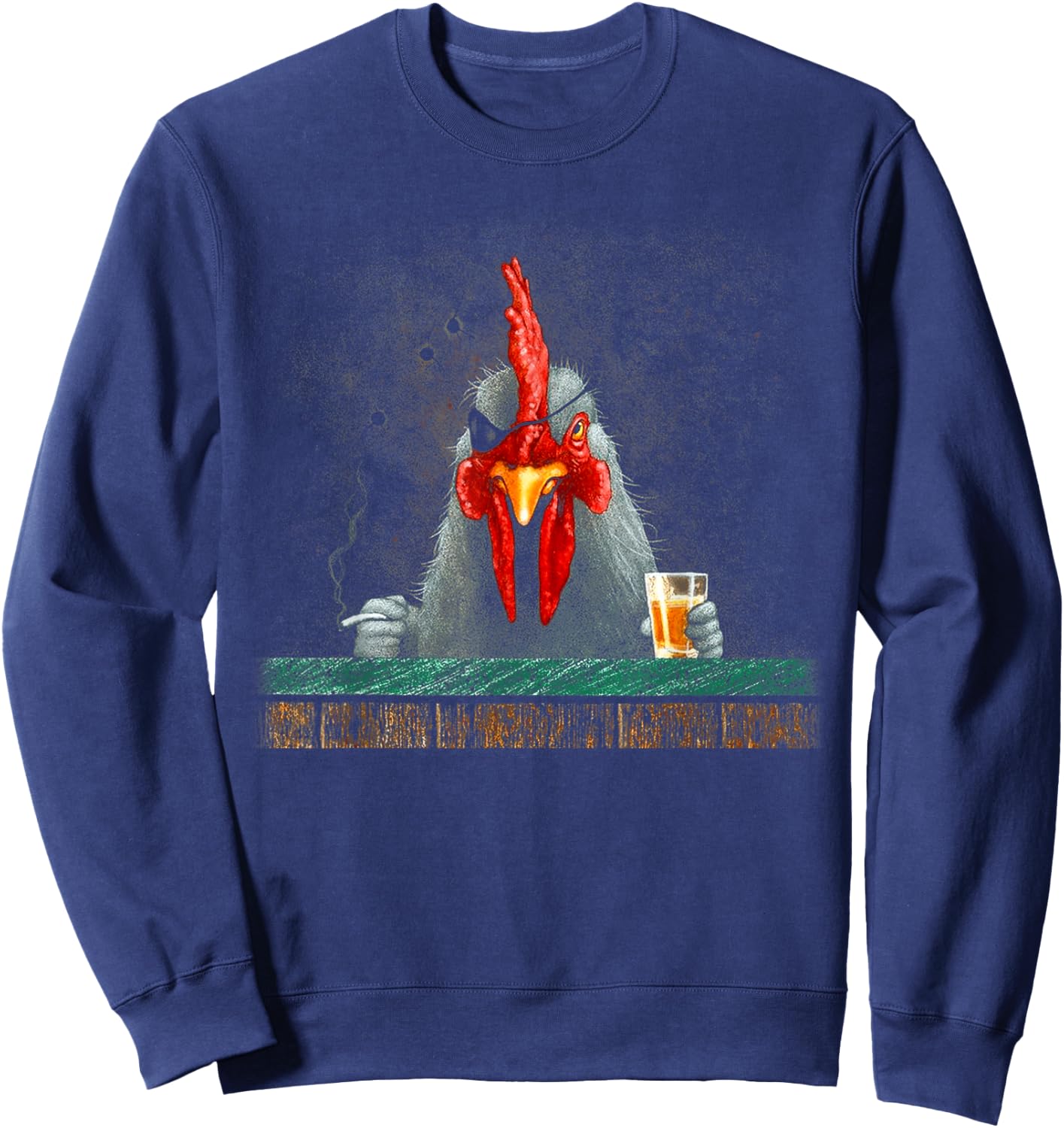 Peach-bruh Smoking Chicken Abstract Art Vintage One-eyed Sweatshirt - Sweatshirt | Navy