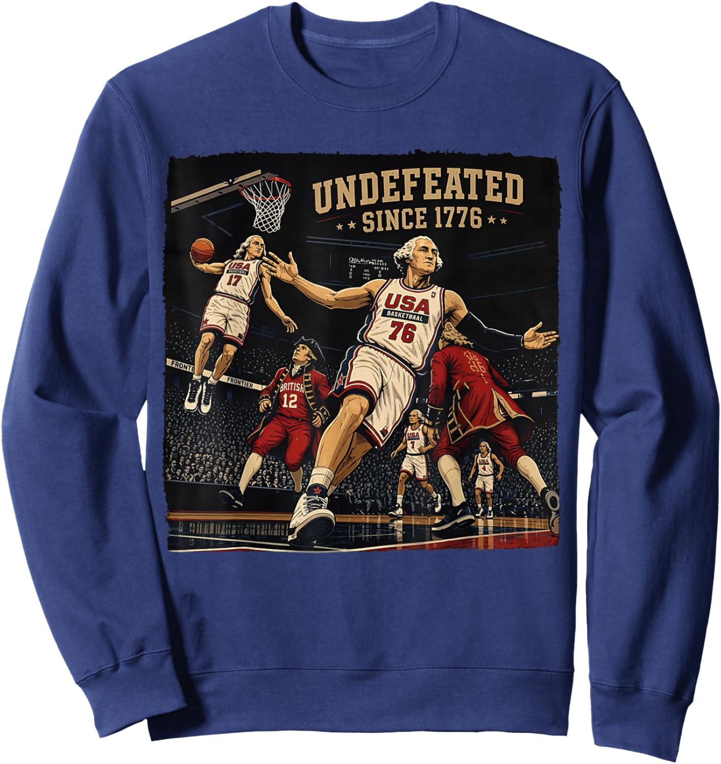 4th of July Basketball Undefeated Since 1776 250 Years Sweatshirt - Sweatshirt | Navy