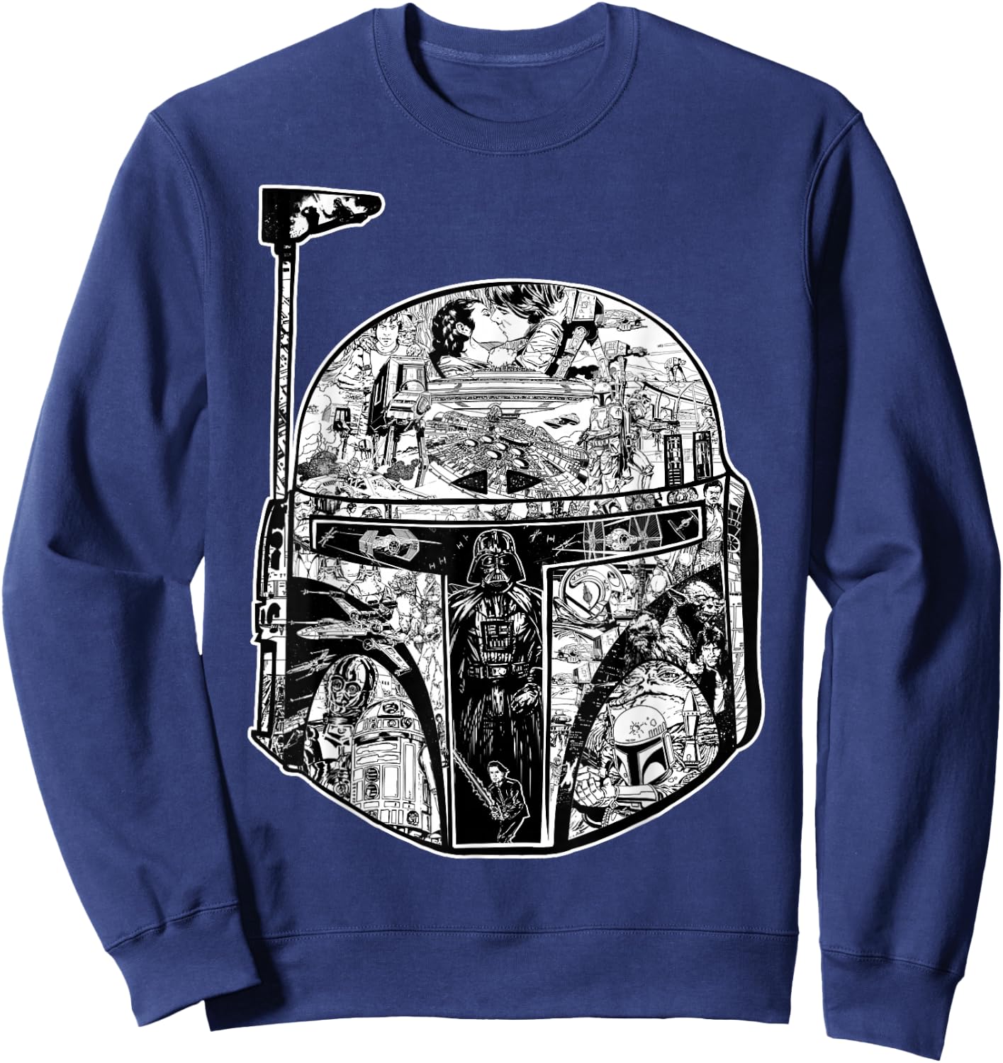 Star Wars Boba Fett Helmet Storyline Graphic Sweatshirt - Sweatshirt | Navy