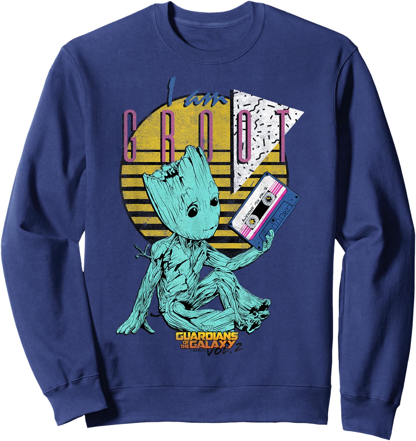 Marvel GOTG Vol. 2 Groot I Am Groot Cassette 90's Portrait Sweatshirt - Sweatshirt | Navy