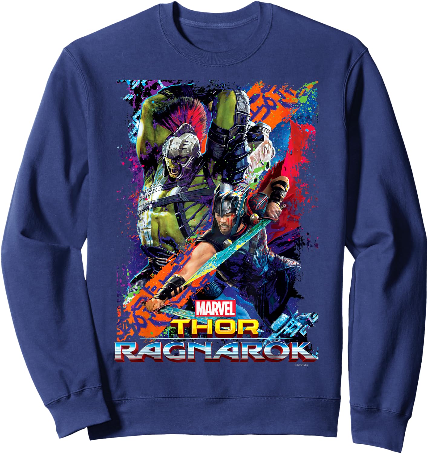 Marvel Thor Ragnarok Hulk Neon Pop Poster Sweatshirt - Sweatshirt | Navy