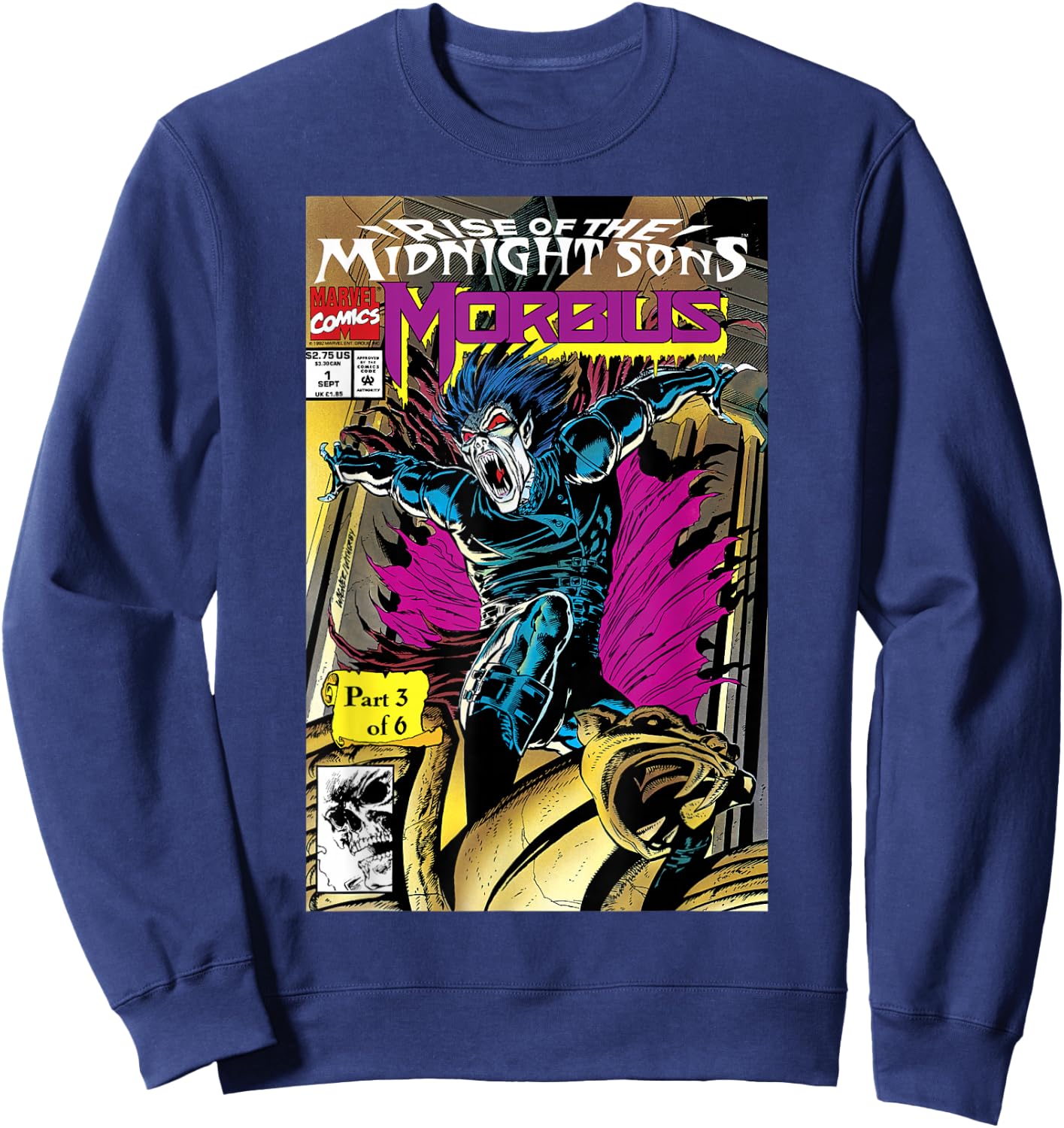 Marvel Rise Of The Midnight Sons Morbius Comic Cover Sweatshirt - Sweatshirt | Navy