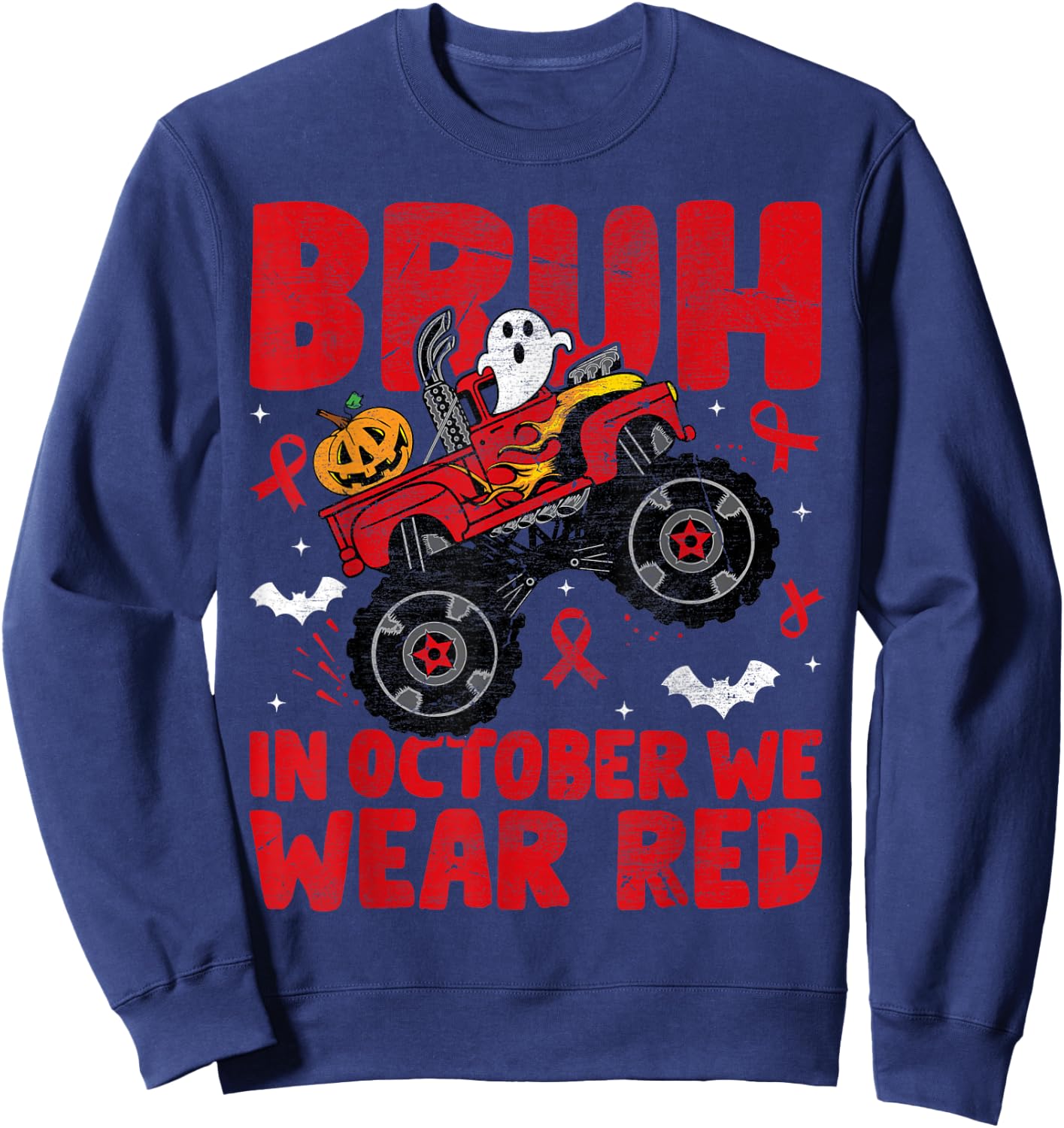 Red Ribbon Week Awareness For Toddler Kids Boys Halloween Sweatshirt - Sweatshirt | Navy