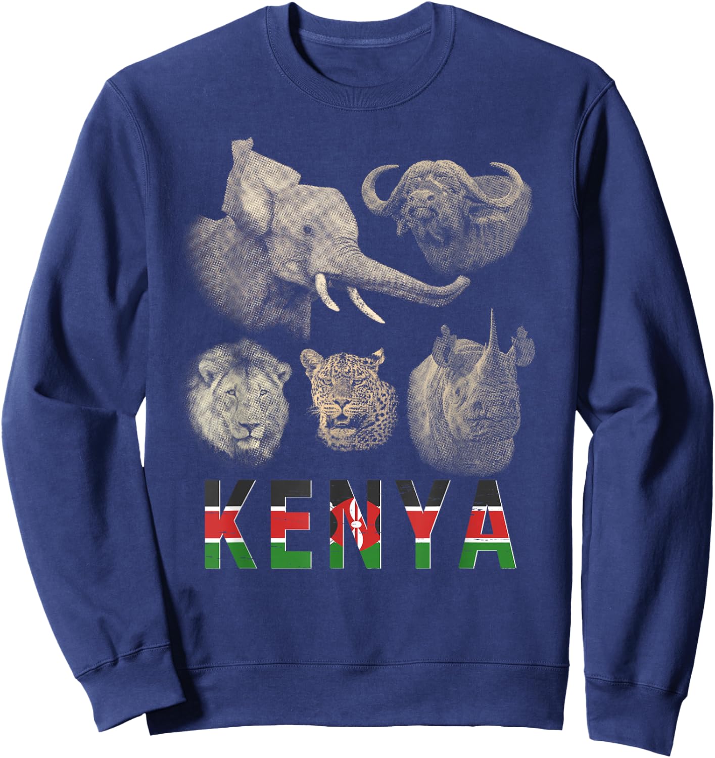 Kenya Big Five Africa Safari Wildlife Sweatshirt - Sweatshirt | Navy