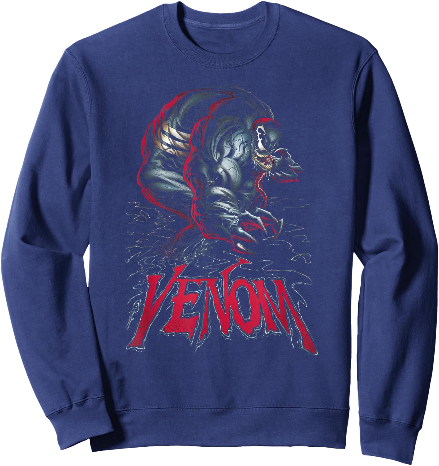 Marvel Comics Venom Fierce Villain Symbiote Title Logo Sweatshirt - Sweatshirt | Navy