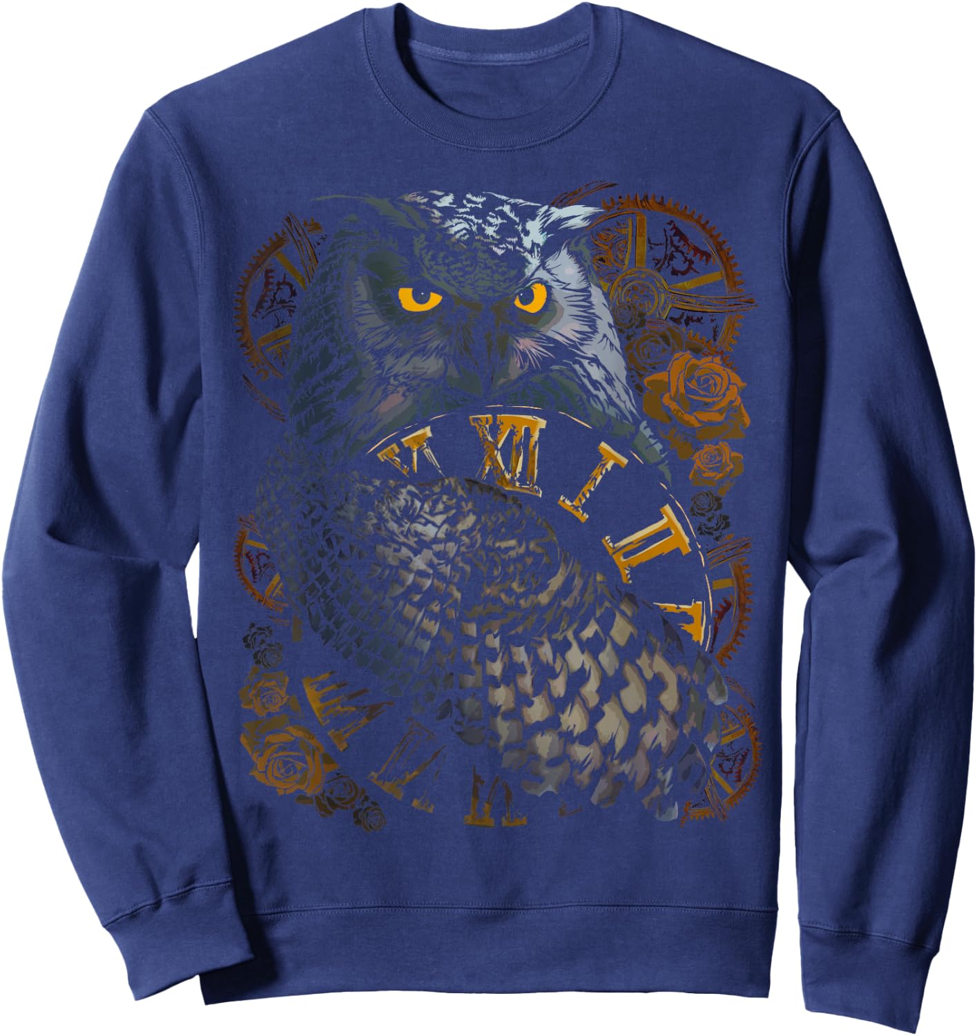 Owl Wildlife Nature Spirit Animal with Steampunk Design Sweatshirt - Sweatshirt | Navy