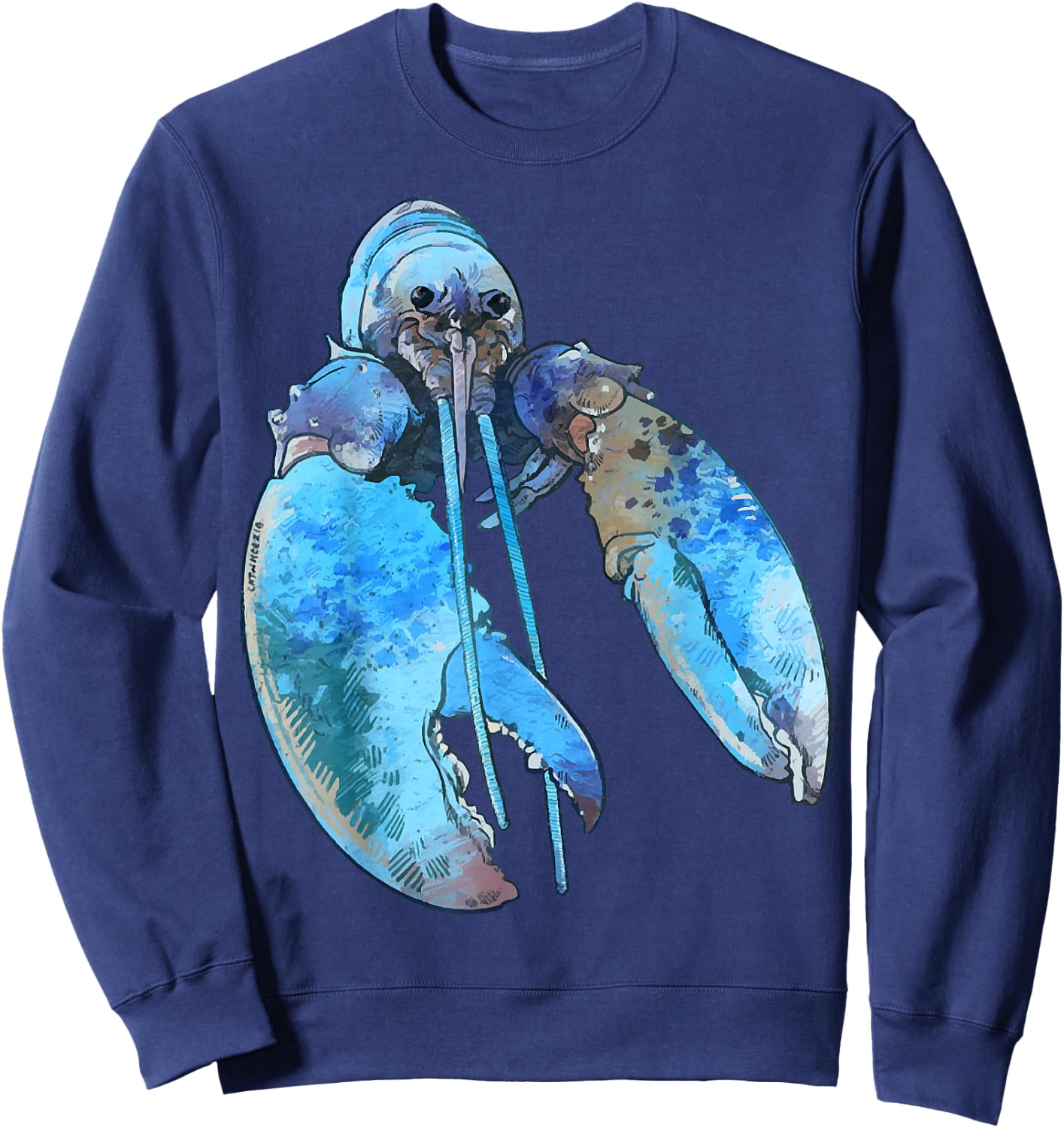 Funny Jumpscare Lobster Meme Blue Crustacean Sweatshirt - Sweatshirt | Navy