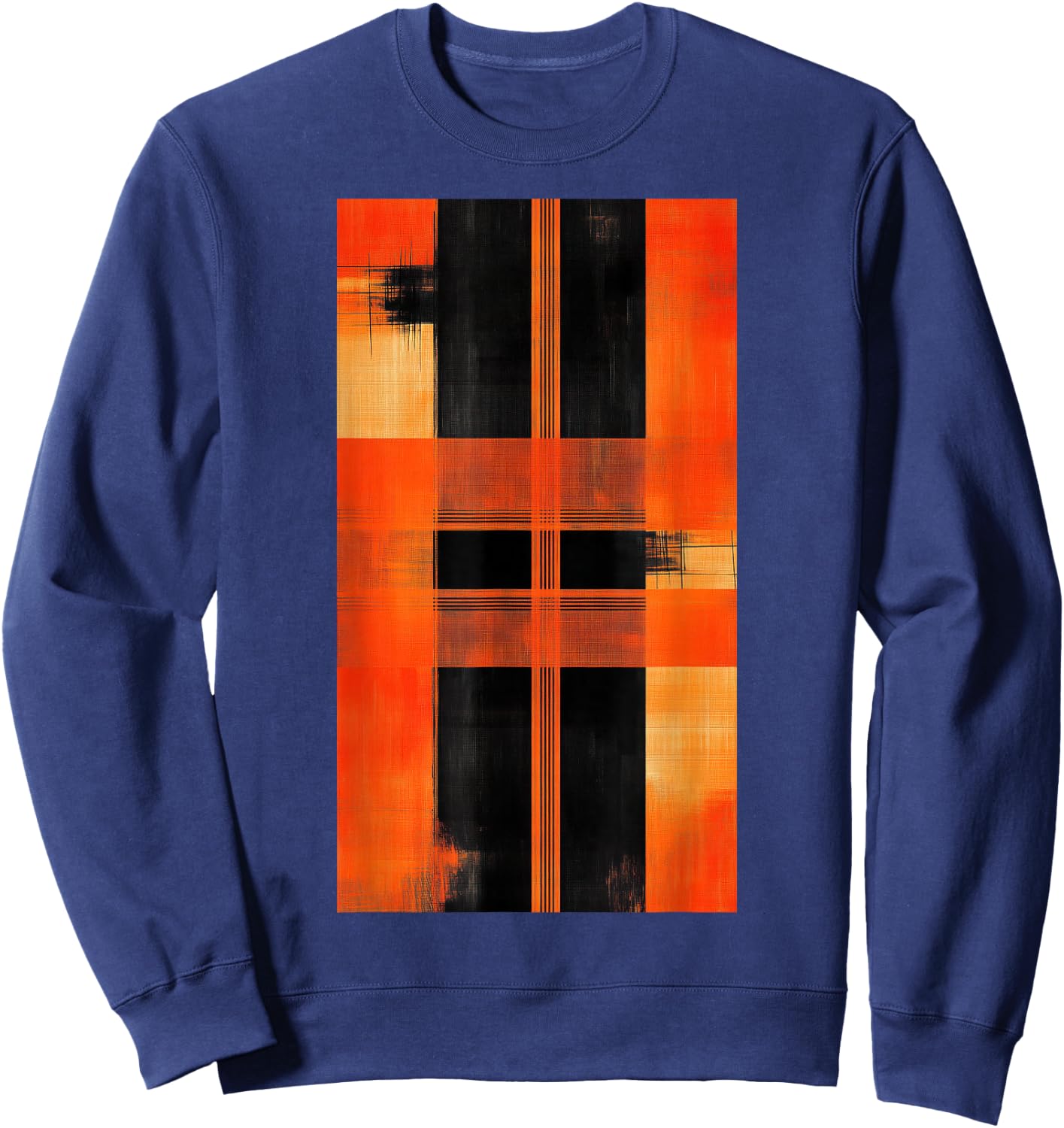 Orange Abstract art Geometric pattern Modern Sweatshirt - Sweatshirt | Navy