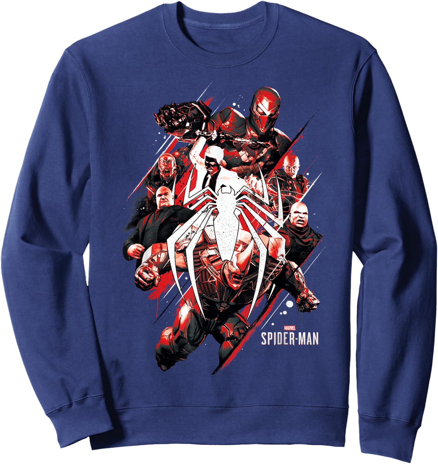Marvel Spider-Man Game Villains Around Logo Graphic Sweatshirt - Sweatshirt | Navy