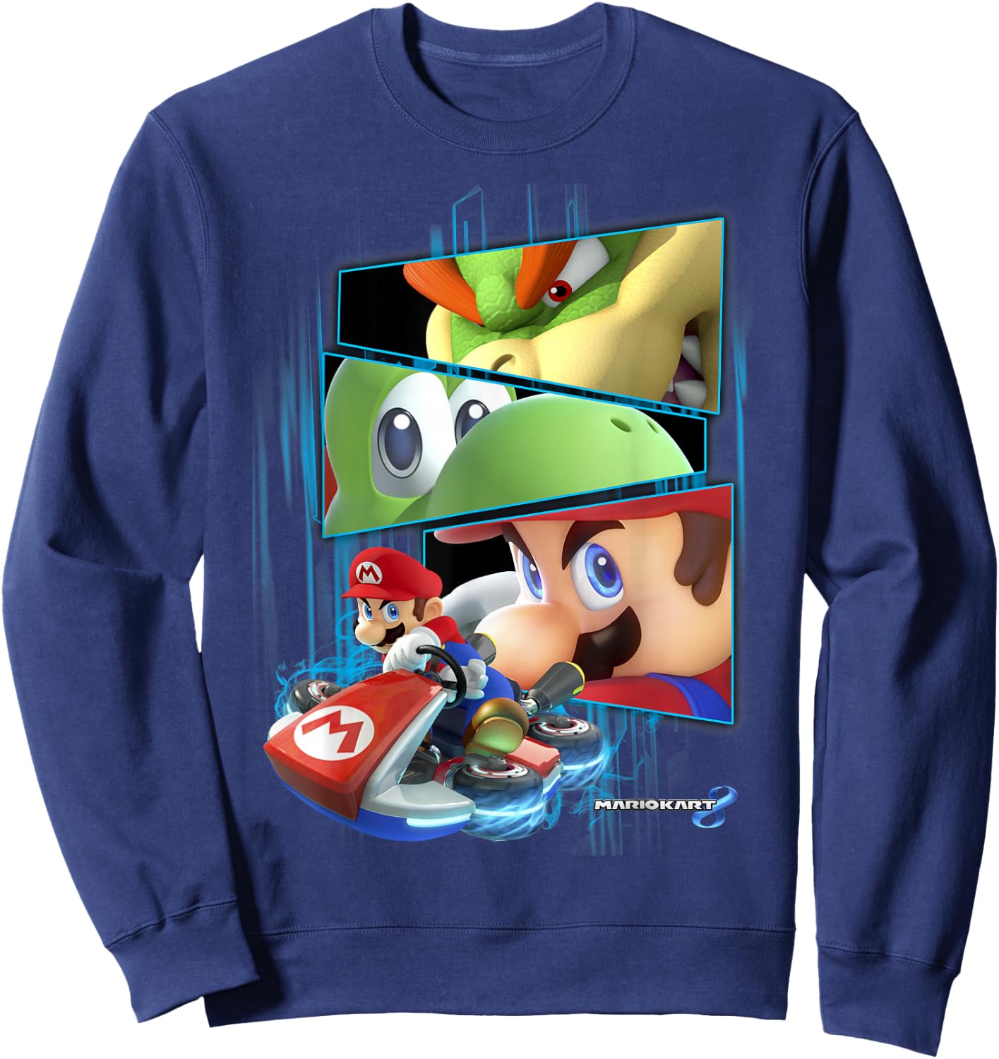 Nintendo Mario Kart 8 Yoshi Bowser Race Eyes Graphic Sweatshirt - Sweatshirt | Navy