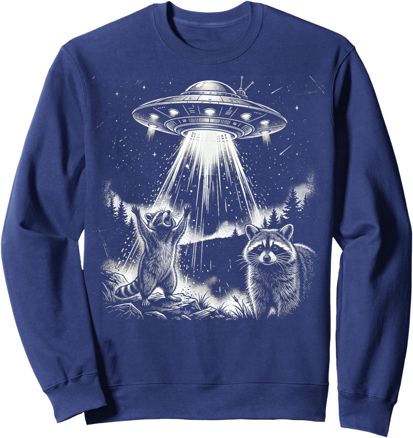UFO Raccoon Alien Abduction Space Adventure Sweatshirt - Sweatshirt | Navy