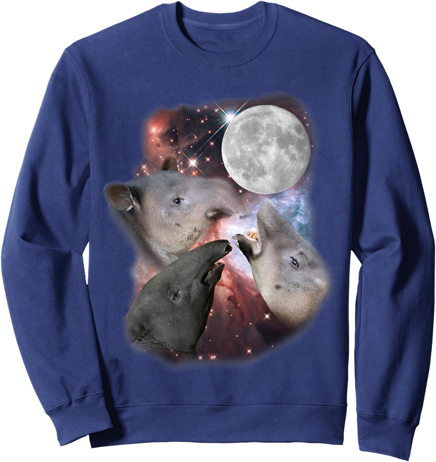 Three Moon Tapirs Funny Tapir Graphic Cool Camping Novelty Sweatshirt - Sweatshirt | Navy