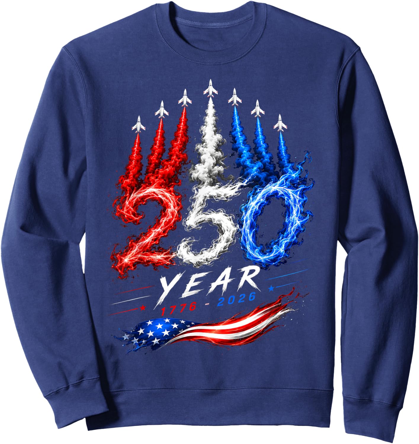 250 Years American Anniversary USA Patriotic 4th July 250 Sweatshirt - Sweatshirt | Navy